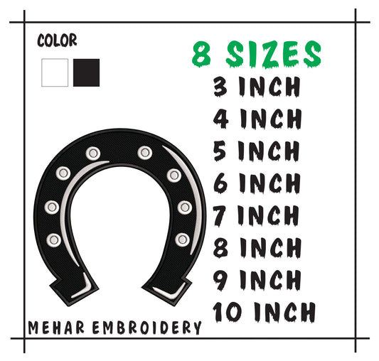 Horseshoe Embroidery Design, Lucky Horse Shoe Digital File, 8 Sizes 8 Formats