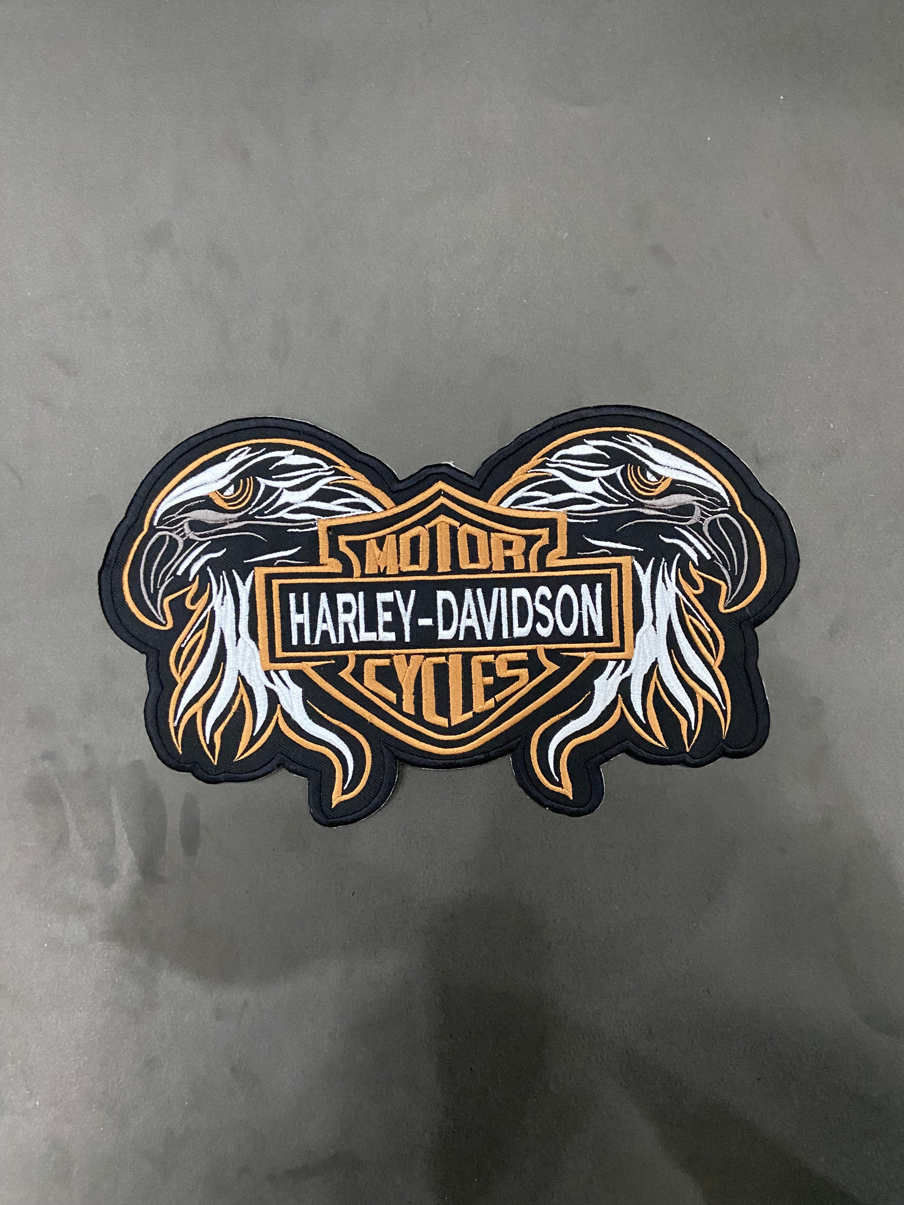 Double Eagle Harley-Davidson Embroidered Patch | Large 12-Inch Biker Vest Back Badge
