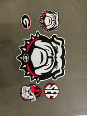 Georgia Bulldogs Embroidered Patch Set | Large UGA Mascot Back Patch, Small Bull Dog, Vintage UGA, White SEC, Power G | Individual or Full Set