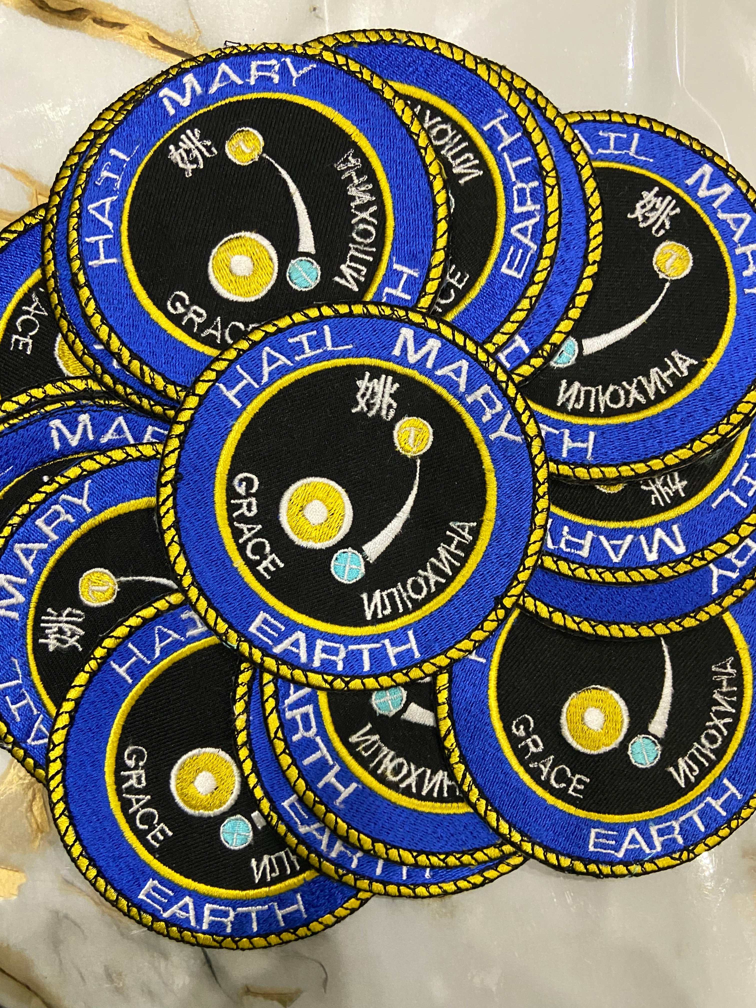 Hail Mary Embroidered Patch Set | 3-Piece Football & Pop Culture Badge Collection | Iron-On Sew-On Graphic Applique Set