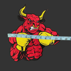 Boxing Bull Embroidery Patch: Red Bull with Yellow Gloves - Iron-On Applique