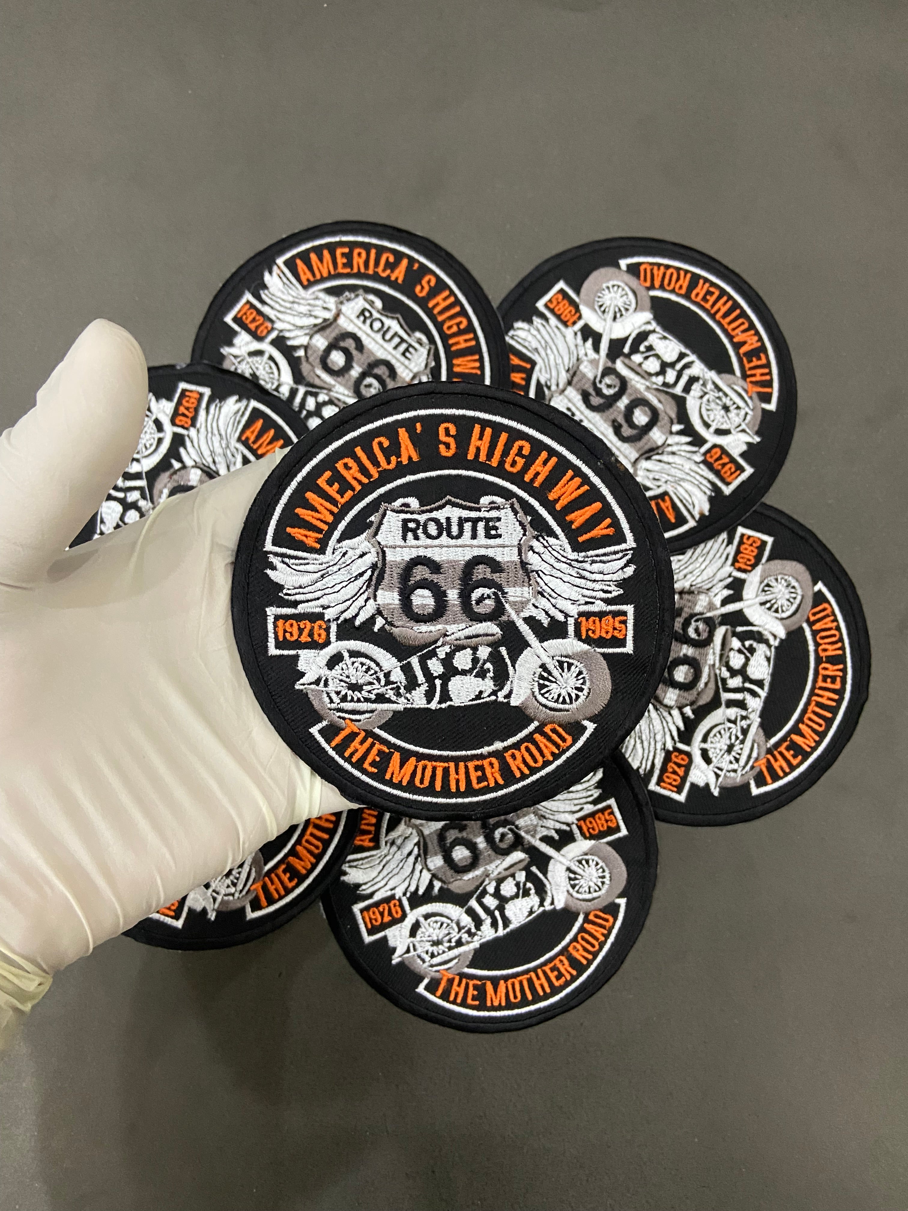 American Highway Wing Route 66 Embroidered Patch | Motorway Shield Badge