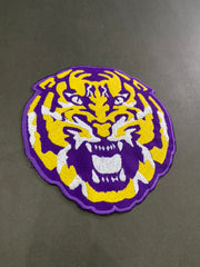 LSU Tigers Purple and Gold Patch Collection | Large Back Patch, Mini Tiger, Tiger Paw Print, Metallic Gold SEC Patch | Iron On Sew On