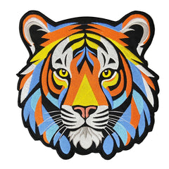 Vibrant Tiger Face Embroidery Patch: Iron-On or Sew-On Animal Applique