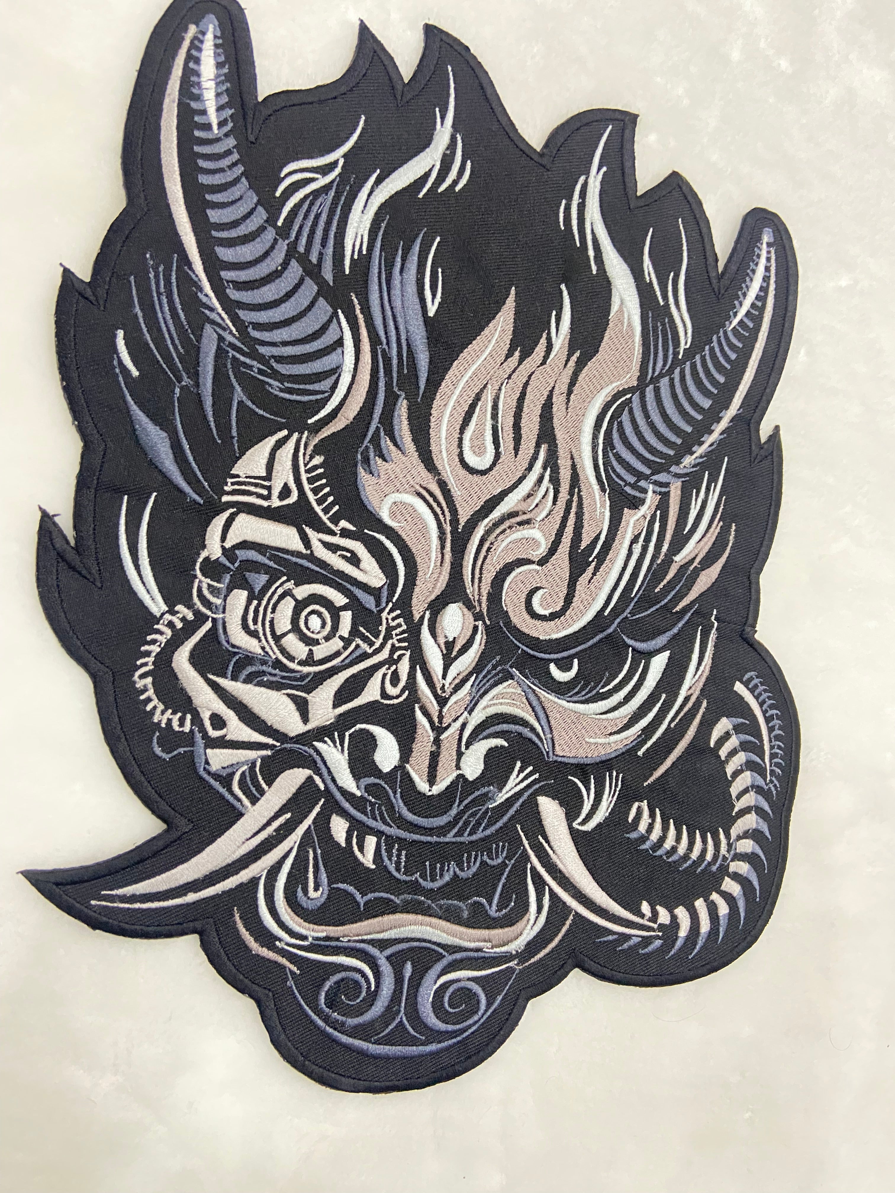 Cyberpunk Patch - Large 12 inch Oni Back Patch - Embroidered Cyberpunk Patches for JacketsCyberpunk patch, Oni patch, back patch,  battle jacket patch, Cyberpunk patches