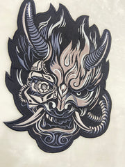 Cyberpunk Patch - Large 12 inch Oni Back Patch - Embroidered Cyberpunk Patches for JacketsCyberpunk patch, Oni patch, back patch,  battle jacket patch, Cyberpunk patches