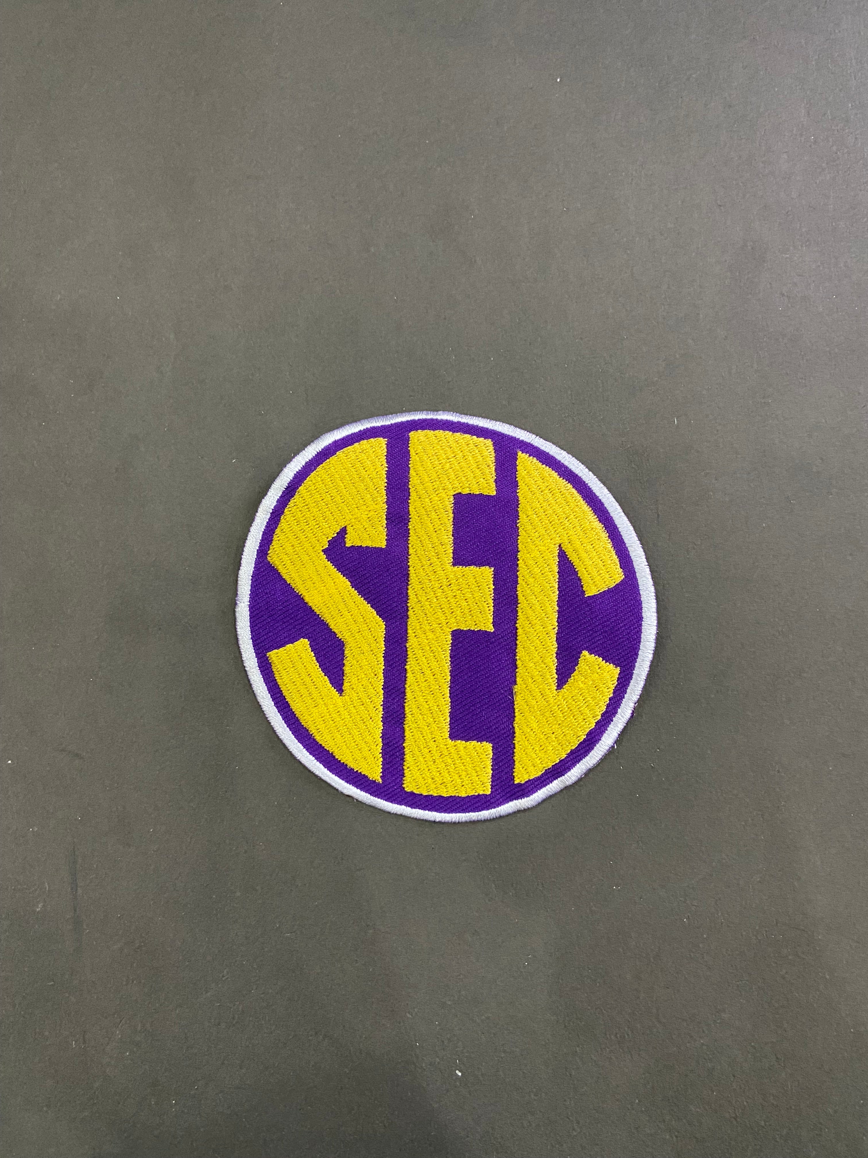 LSU Tigers Purple and Gold Patch Collection | Large Back Patch, Mini Tiger, Tiger Paw Print, Metallic Gold SEC Patch | Iron On Sew On