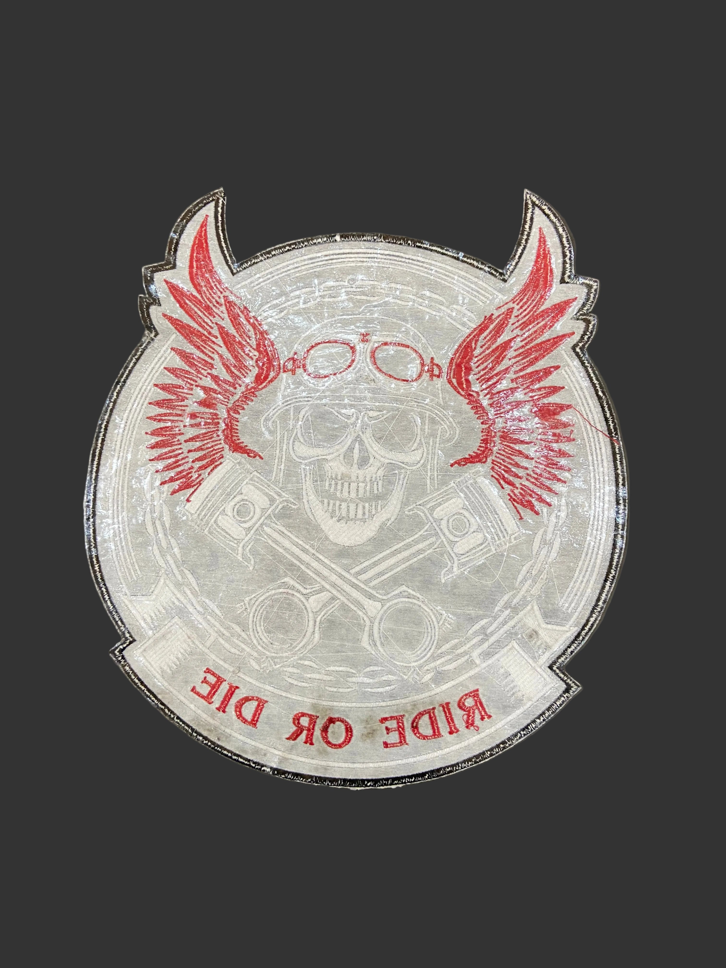 Ride or Die Biker Back Patch – Large Skull & Wings Embroidered Patch – Iron-On for Leather Vests
