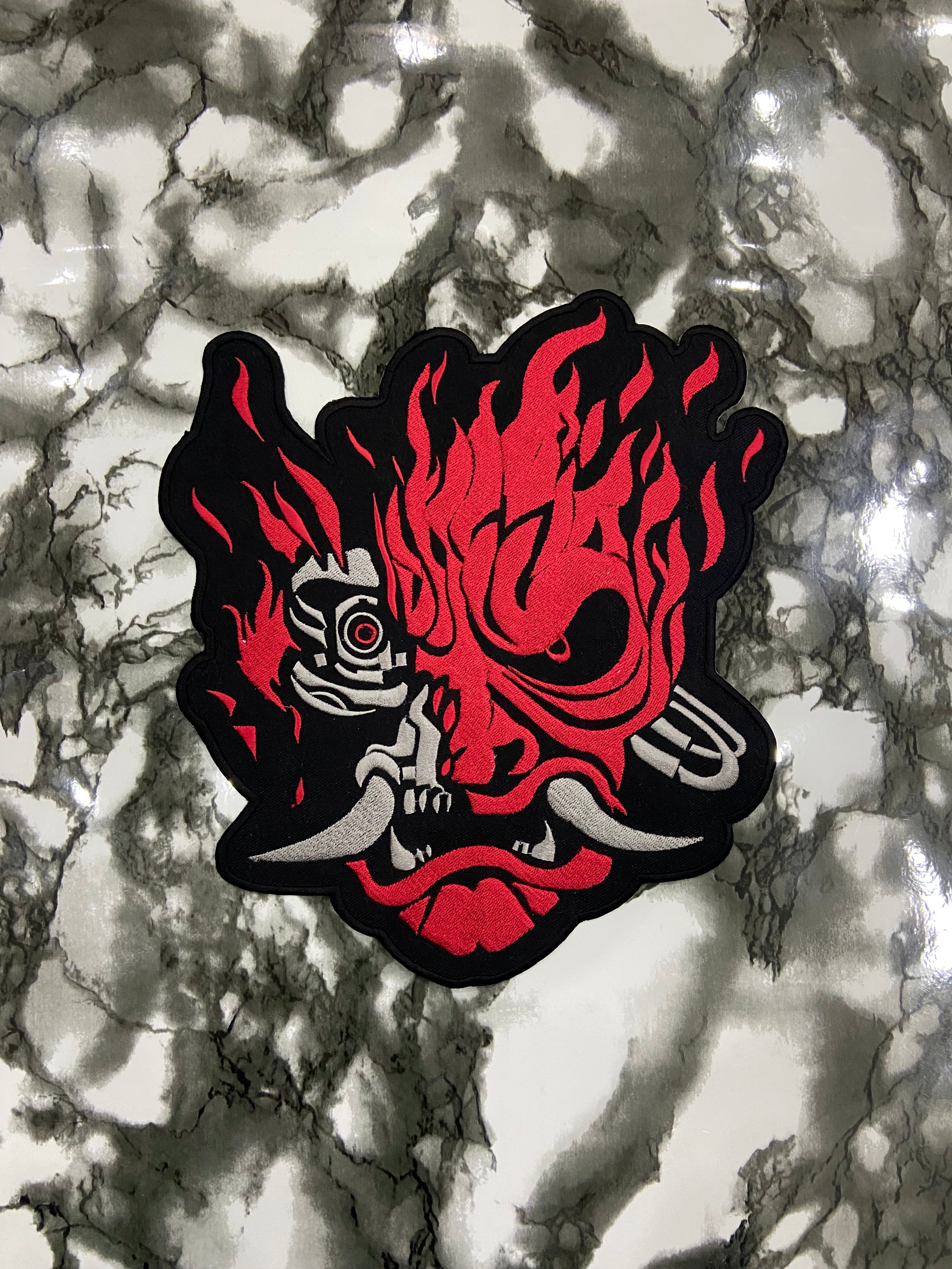 Cyber Demon Samurai Oni Hannya Patch – Futuristic Cyberpunk Streetwear