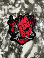 Cyber Demon Samurai Oni Hannya Patch – Futuristic Cyberpunk Streetwear