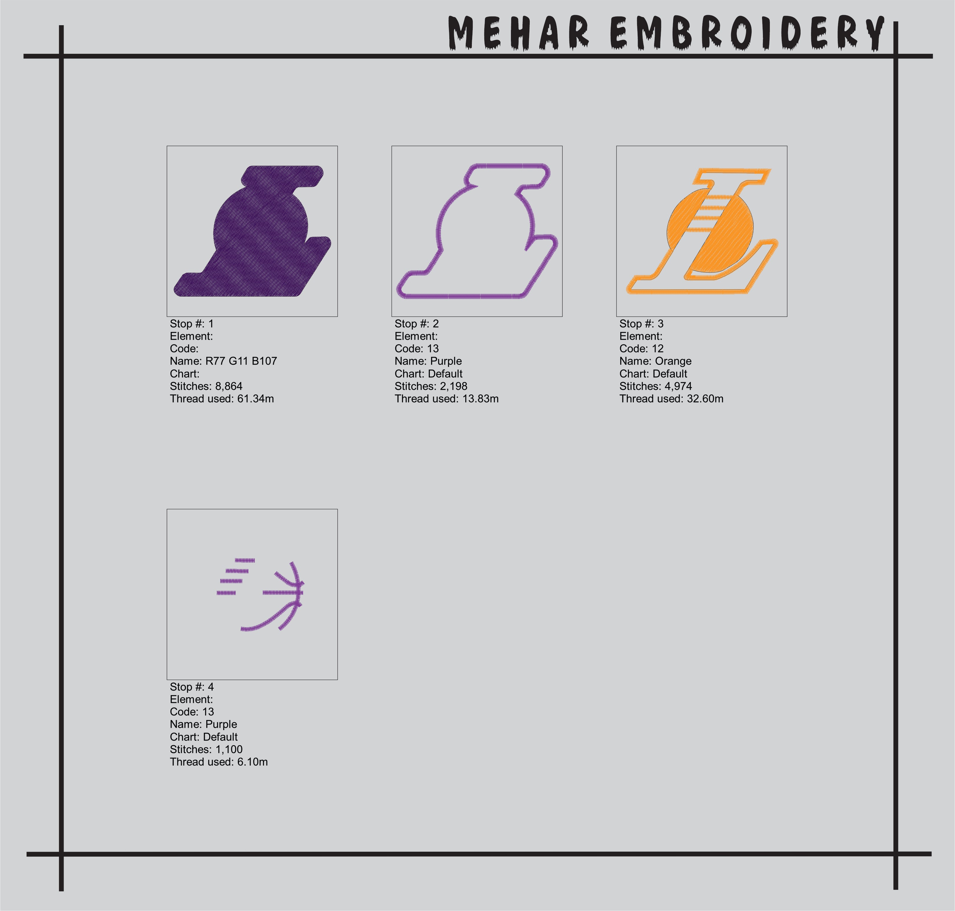 Los Angeles Lakers Basketball Machine Embroidery Design - 5 Sizes Included
