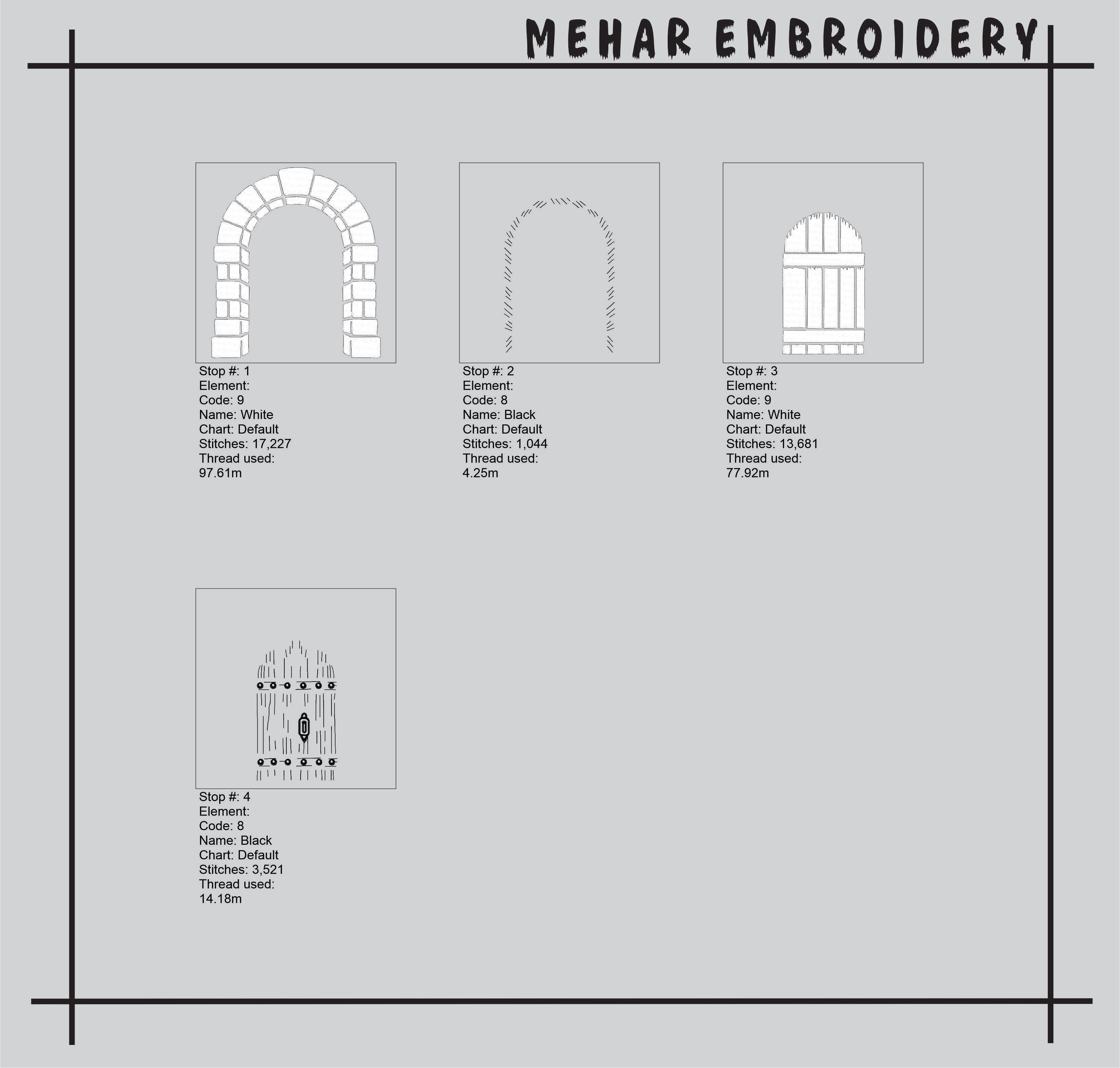 Medieval Stone Door Embroidery Design, Castle Archway Embroidery, Fairytale Gate Pattern