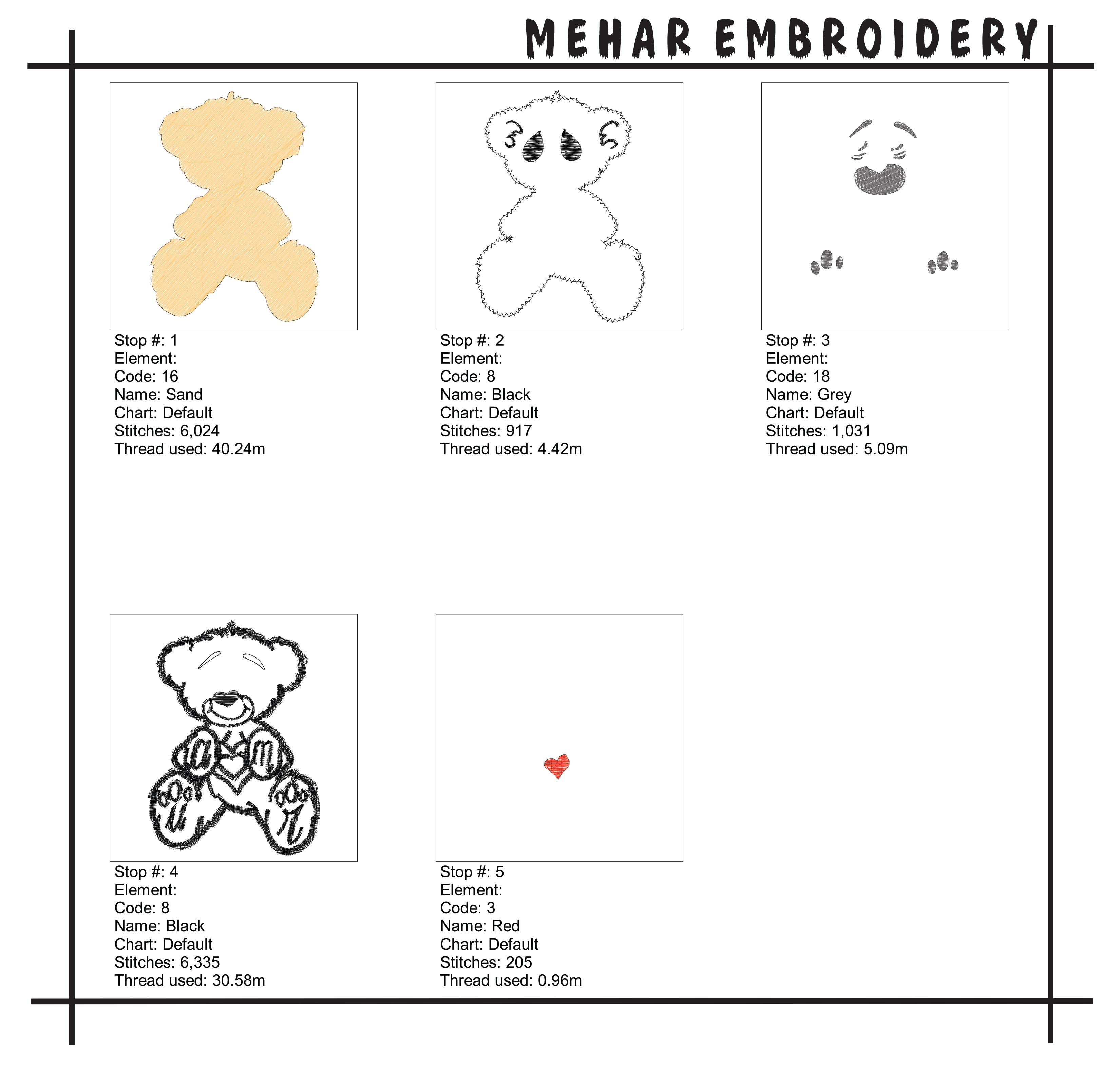 Sad Heart Bear Machine Embroidery Design, 8 Sizes & 8 Formats