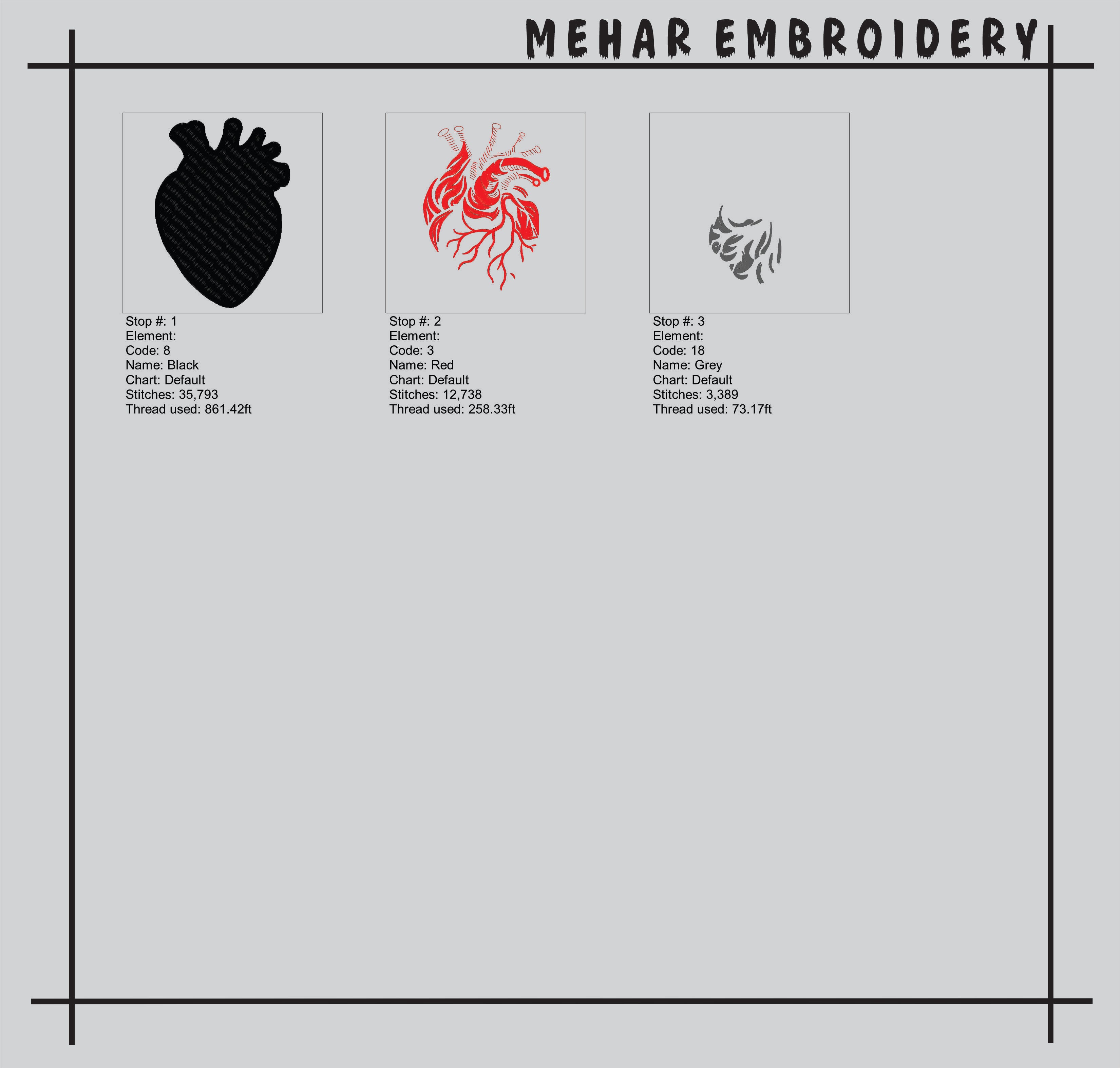 Anatomical Heart Embroidery Design, Human Heart PES, 16 Sizes BX File