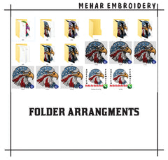 Patriotic American Eagle Embroidery, US Flag Bald Eagle Machine File