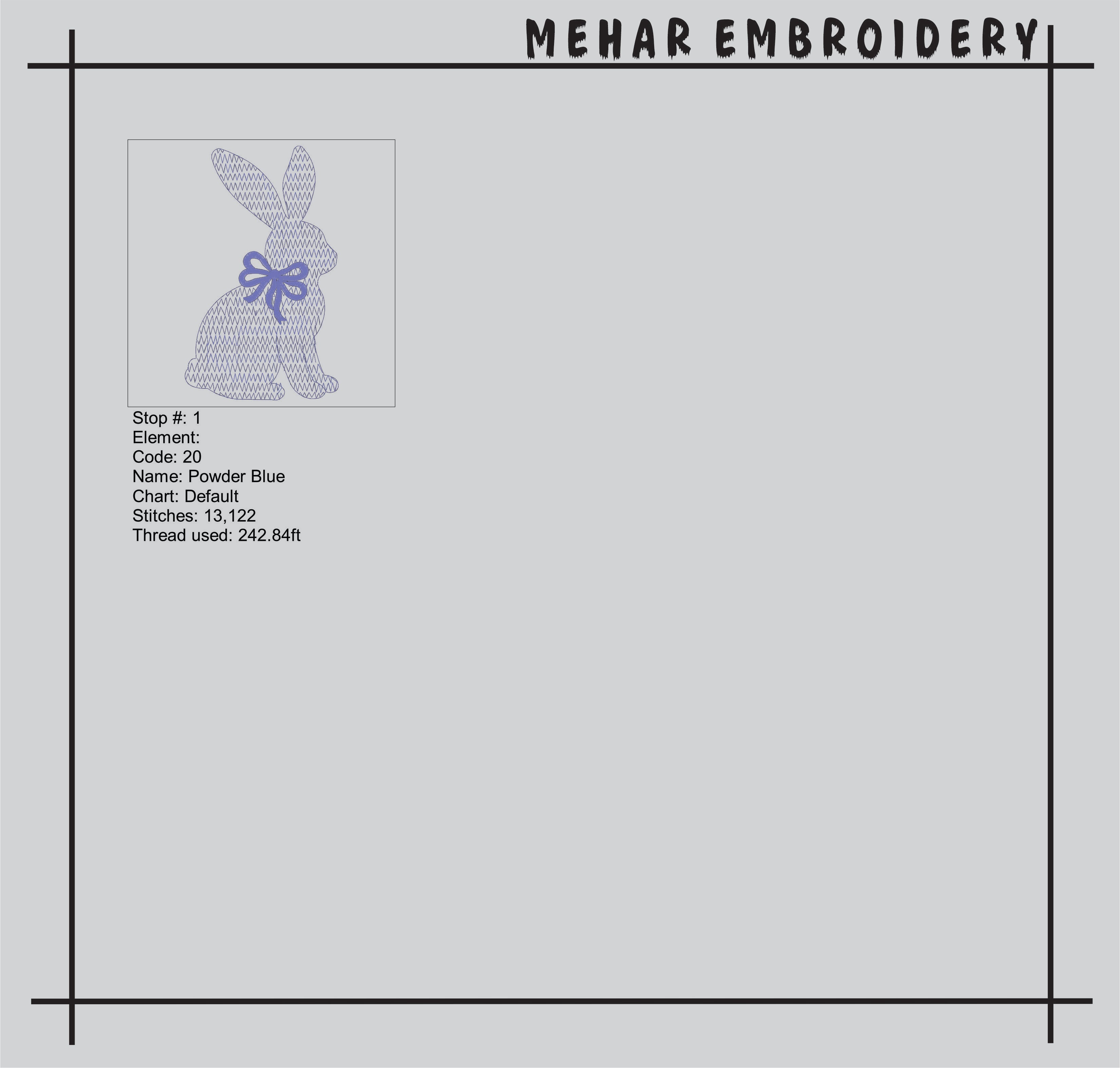 Easter Bunny Machine Embroidery Design | Chinoiserie Rabbit with Coquette Bow (Digital Download)
