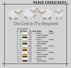 The Lord Is My Shepherd Embroidery, Christian Sheep Bible Verse Digital File