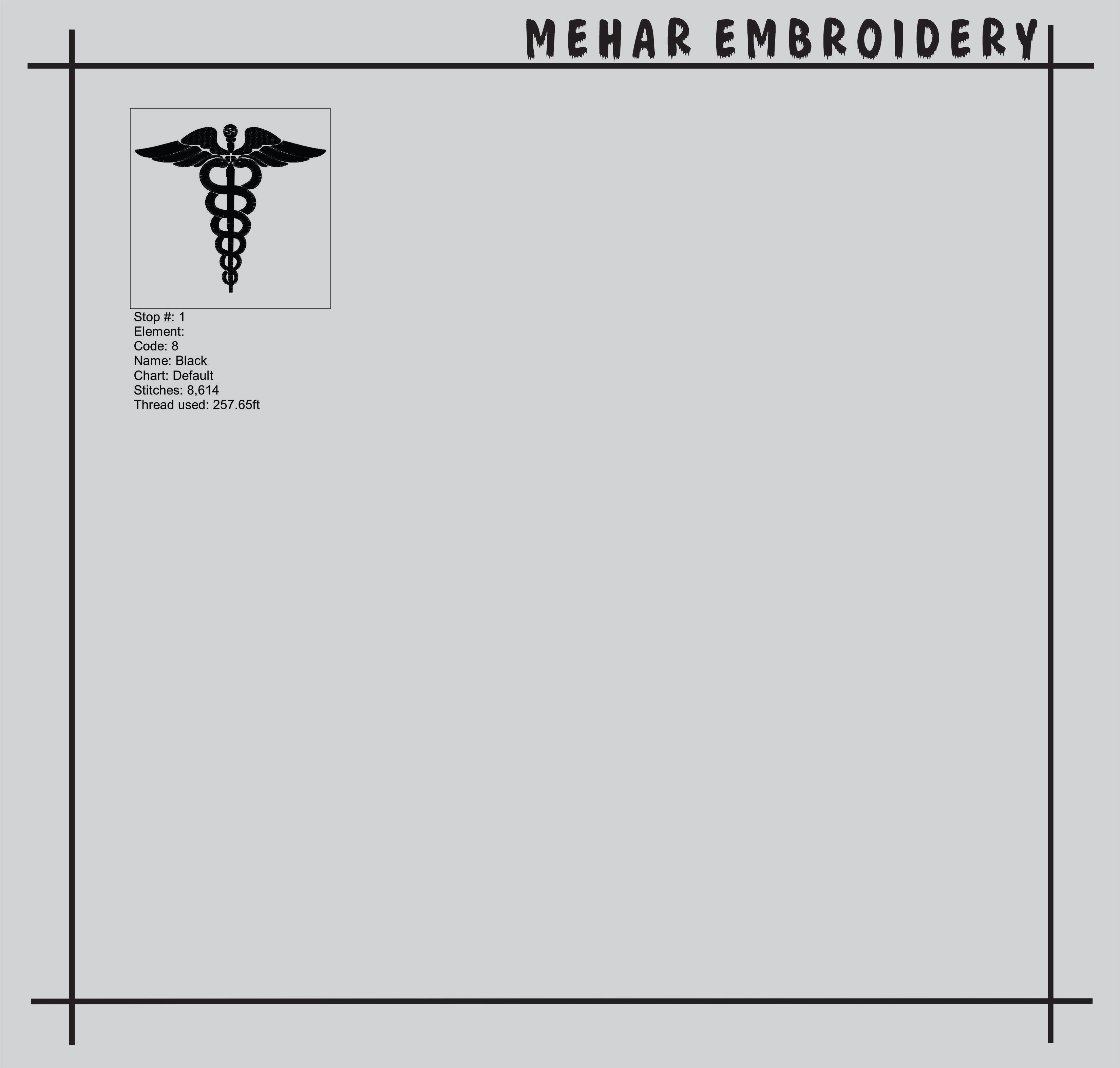 Caduceus Embroidery Design, Medical Symbol Digital File, Doctor Nurse Logo
