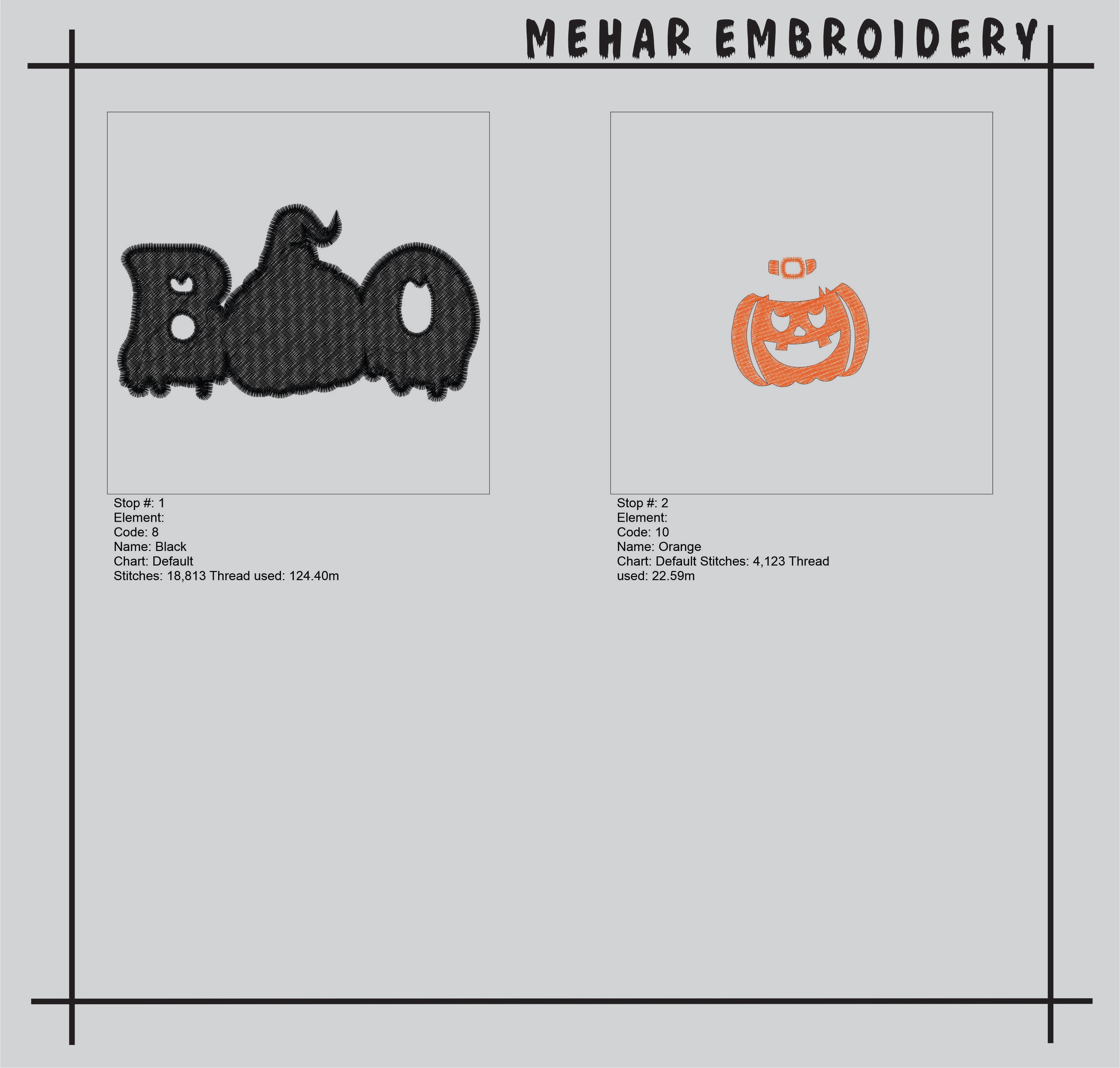 Spooky BOO Pumpkin Embroidery, Halloween Witch Hat Digital Design