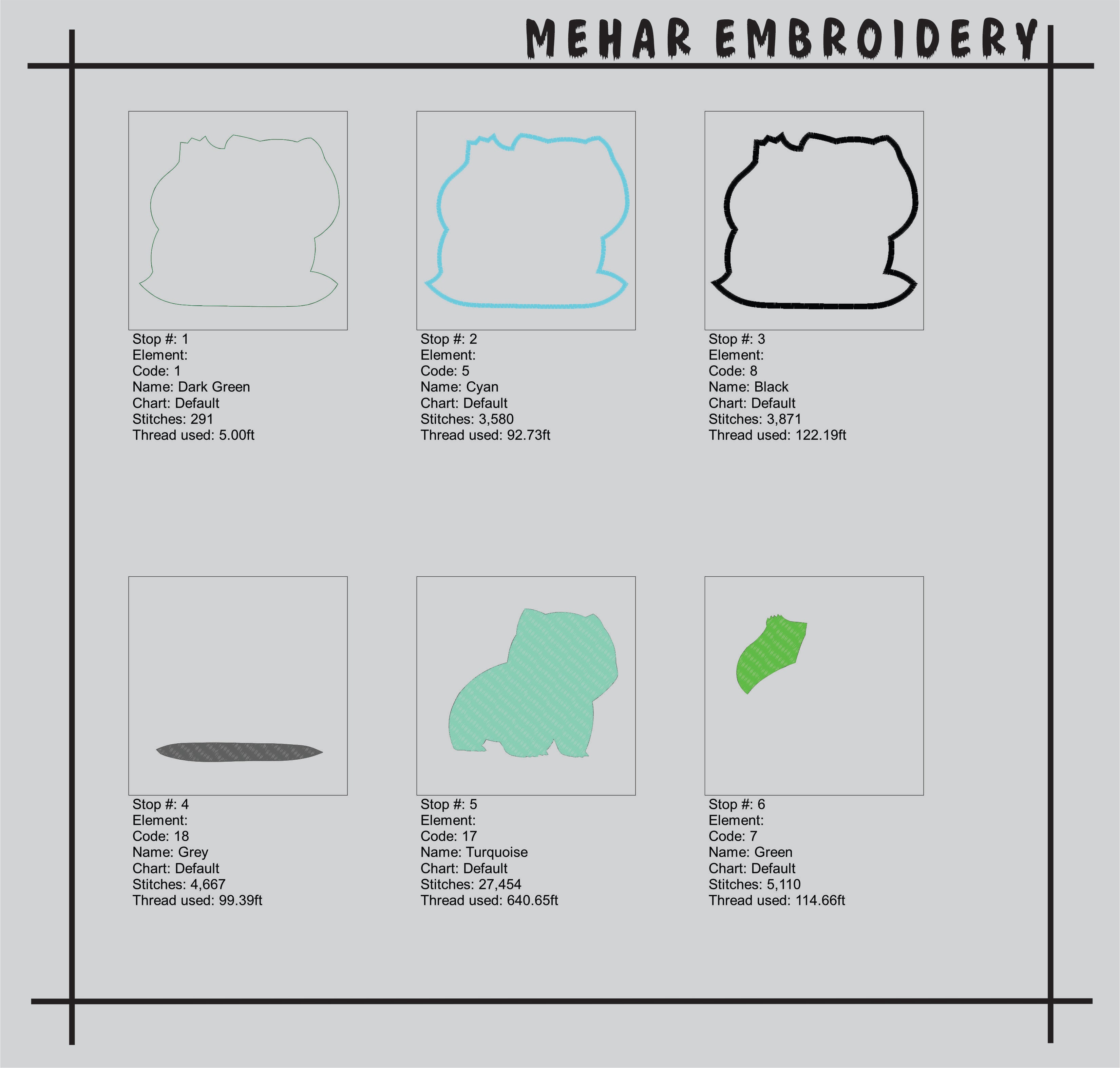 Bulbasaur Embroidery Design – 8 Sizes, Multiple Formats (Digital Download)
