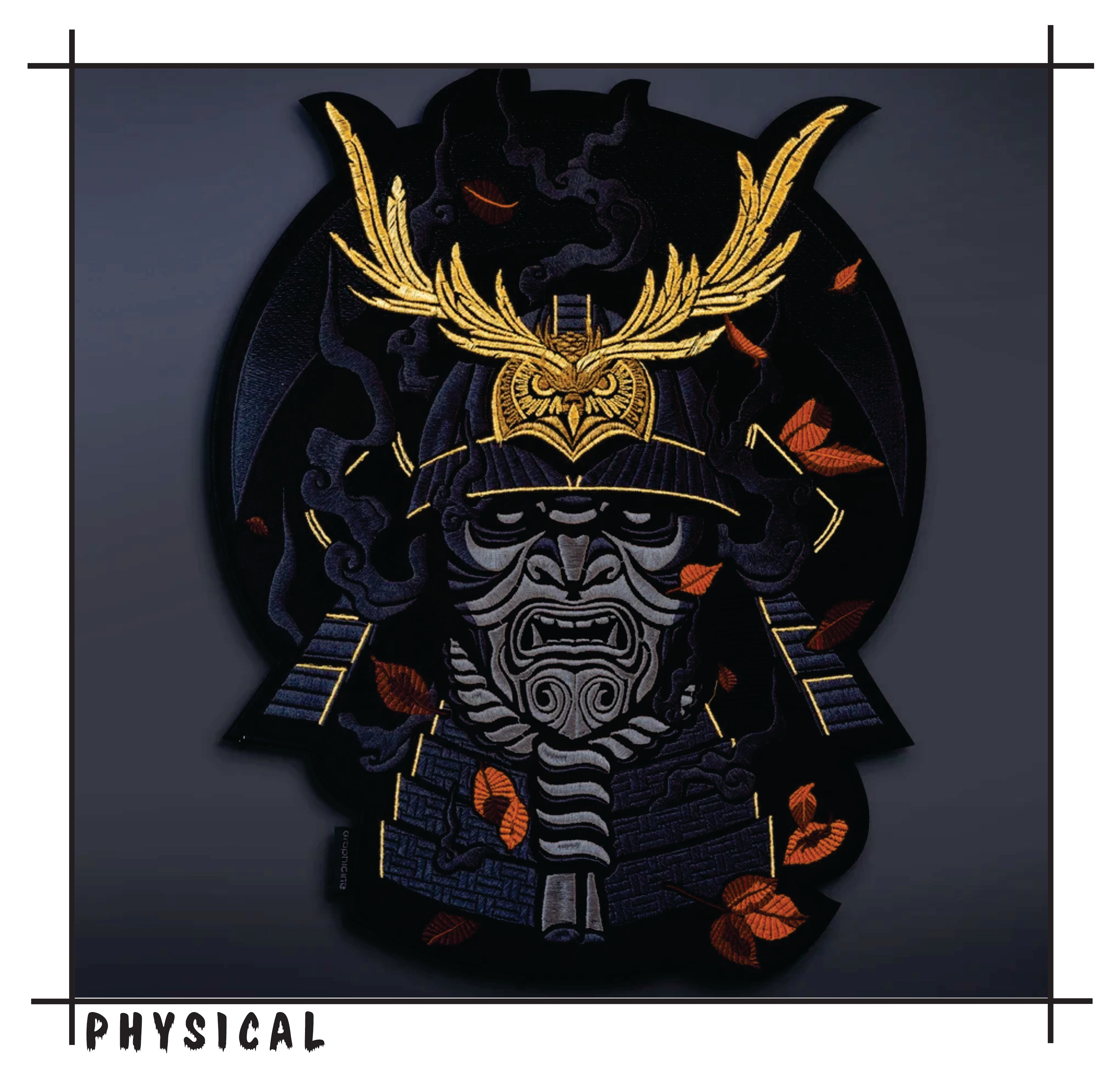 Samurai Warrior Mask Machine Embroidery Design, Japanese Oni Demon Bushido Embroidery File, 8 Sizes, 8 Formats