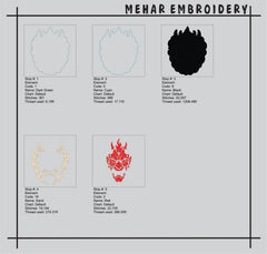 Hannya Mask Embroidery Design, Oni Demon Digital File, 8 Sizes