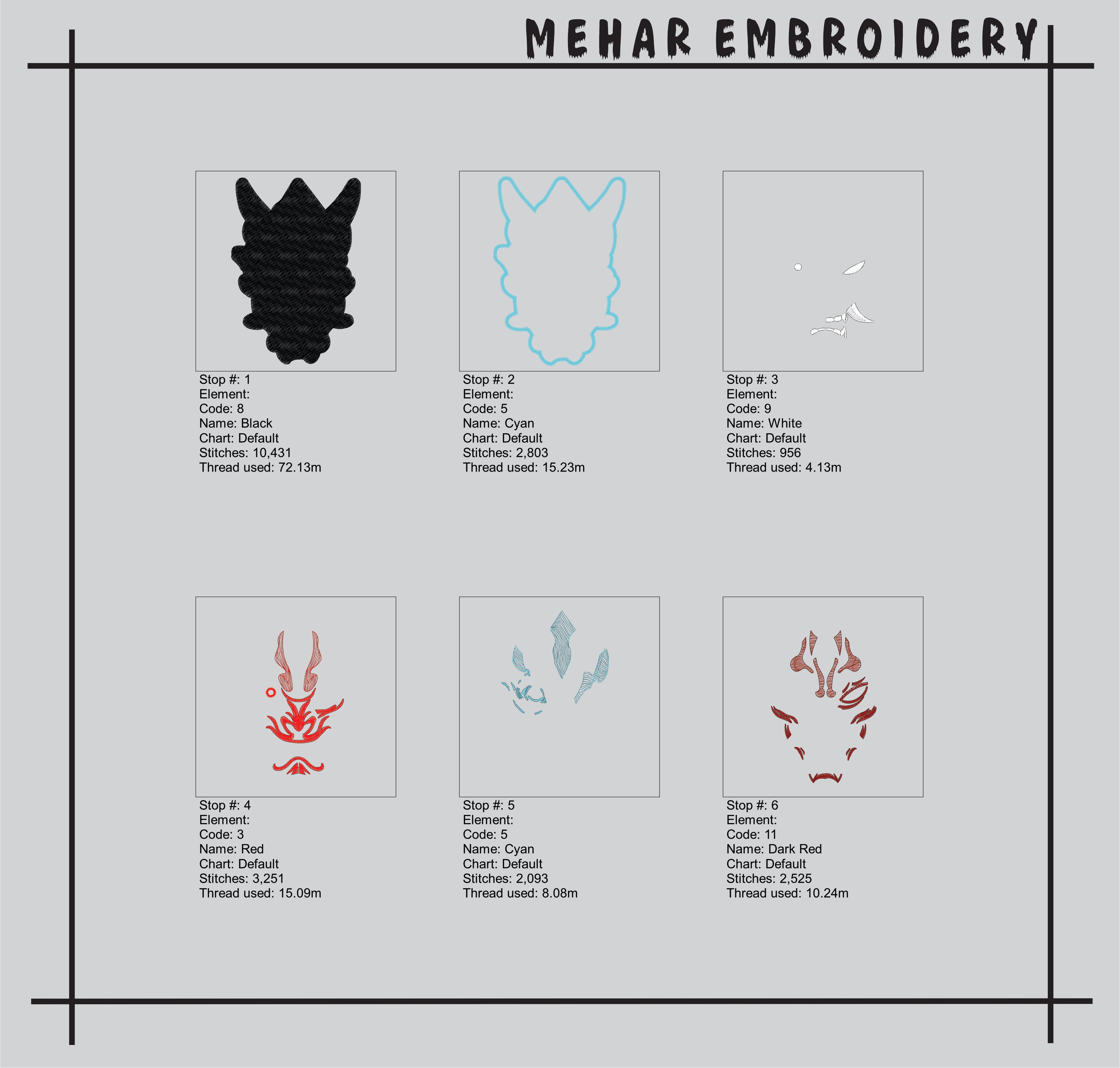 Cyberpunk Oni Mask Machine Embroidery Design - 8 Sizes & Multiple Formats