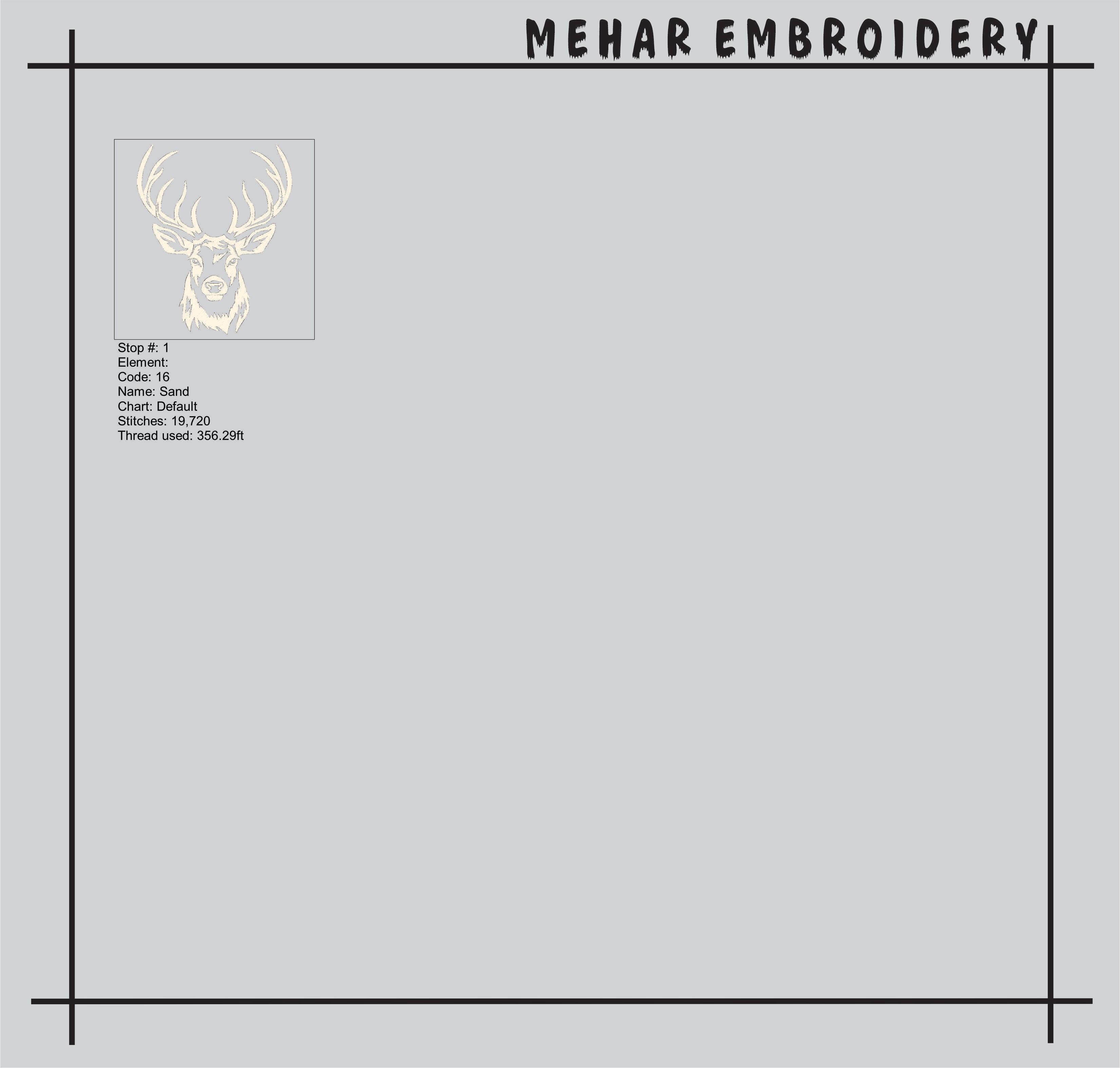 Deer Head Embroidery Design, Buck Antlers Pattern (8 Sizes & Formats), Instant Download
