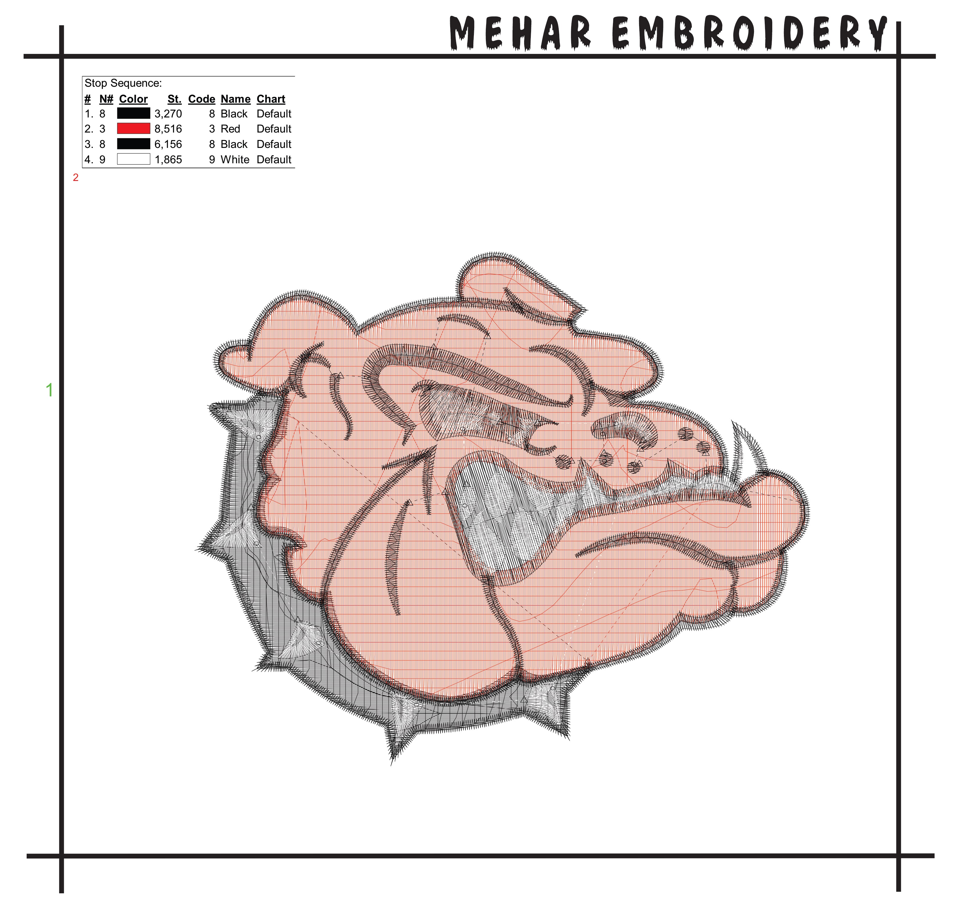 Bulldog Mascot Embroidery Design, Angry Red Bull Dog Digital File