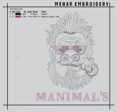 Biker Gorilla Embroidery Design, Motorcycle Ape Machine Embroidery File