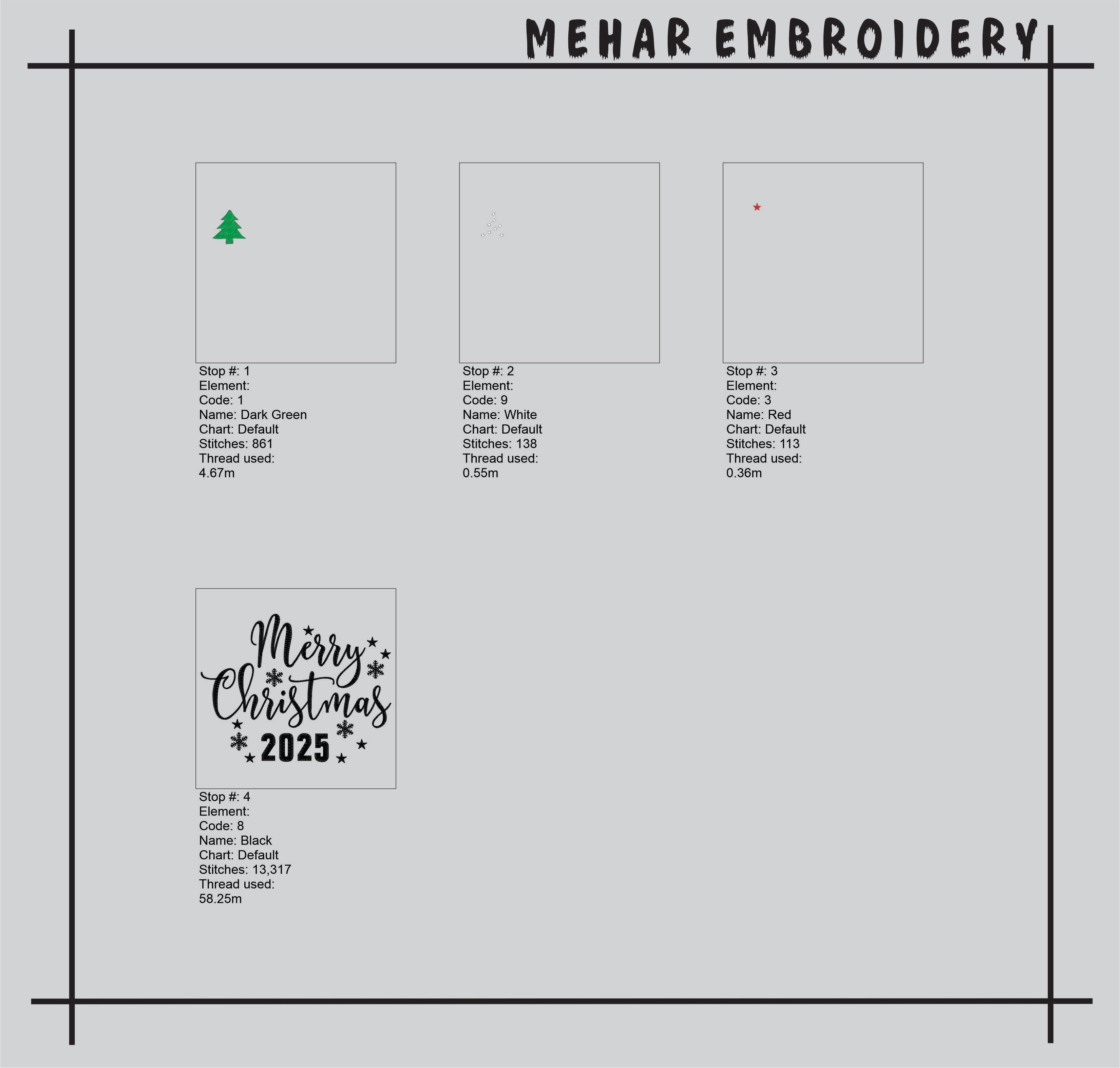 Merry Christmas 2025 Embroidery, Holiday Tree Digital File