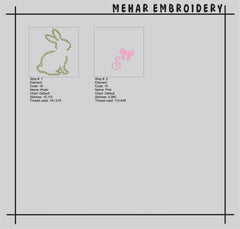Floral Bunny Outline Embroidery – Spring Blossom Easter Rabbit Digital Machine Design