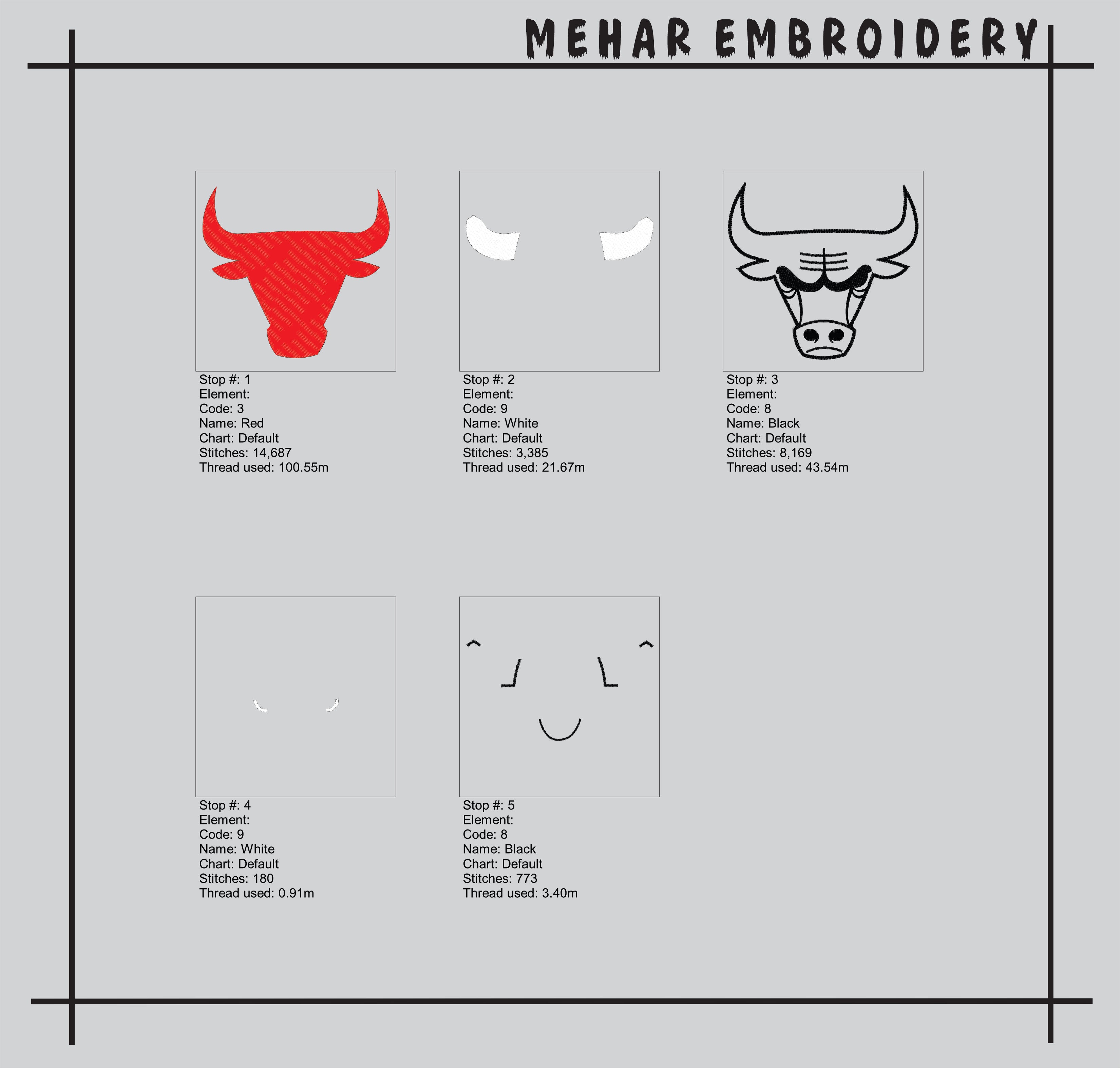 Angry Bull Head Machine Embroidery Design, Red Bull Mascot Logo, Sports Team Emblem Embroidery File, 8 Sizes