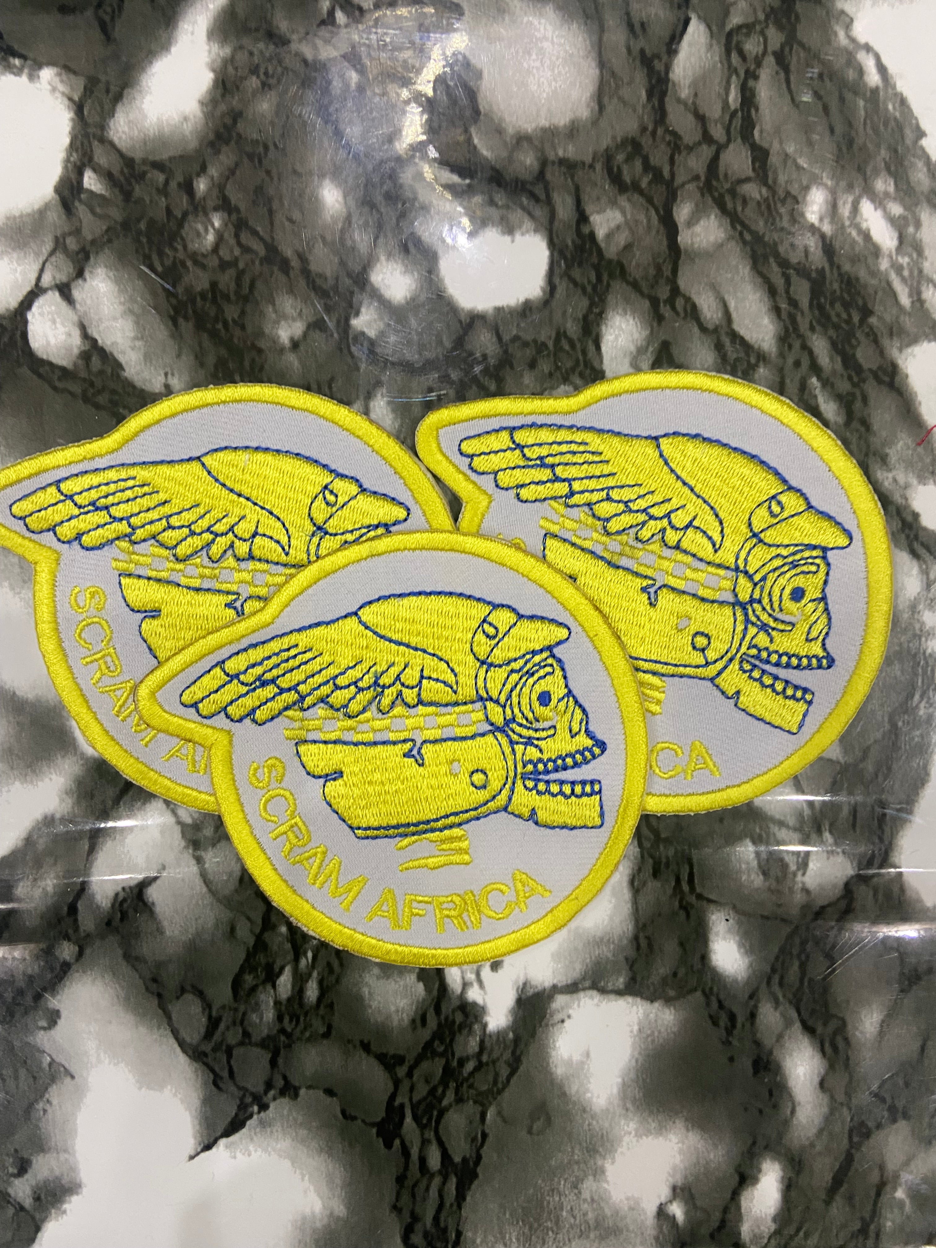 Scram Africa Robotic Skull Embroidered Patch – Cyberpunk Desert Applique
