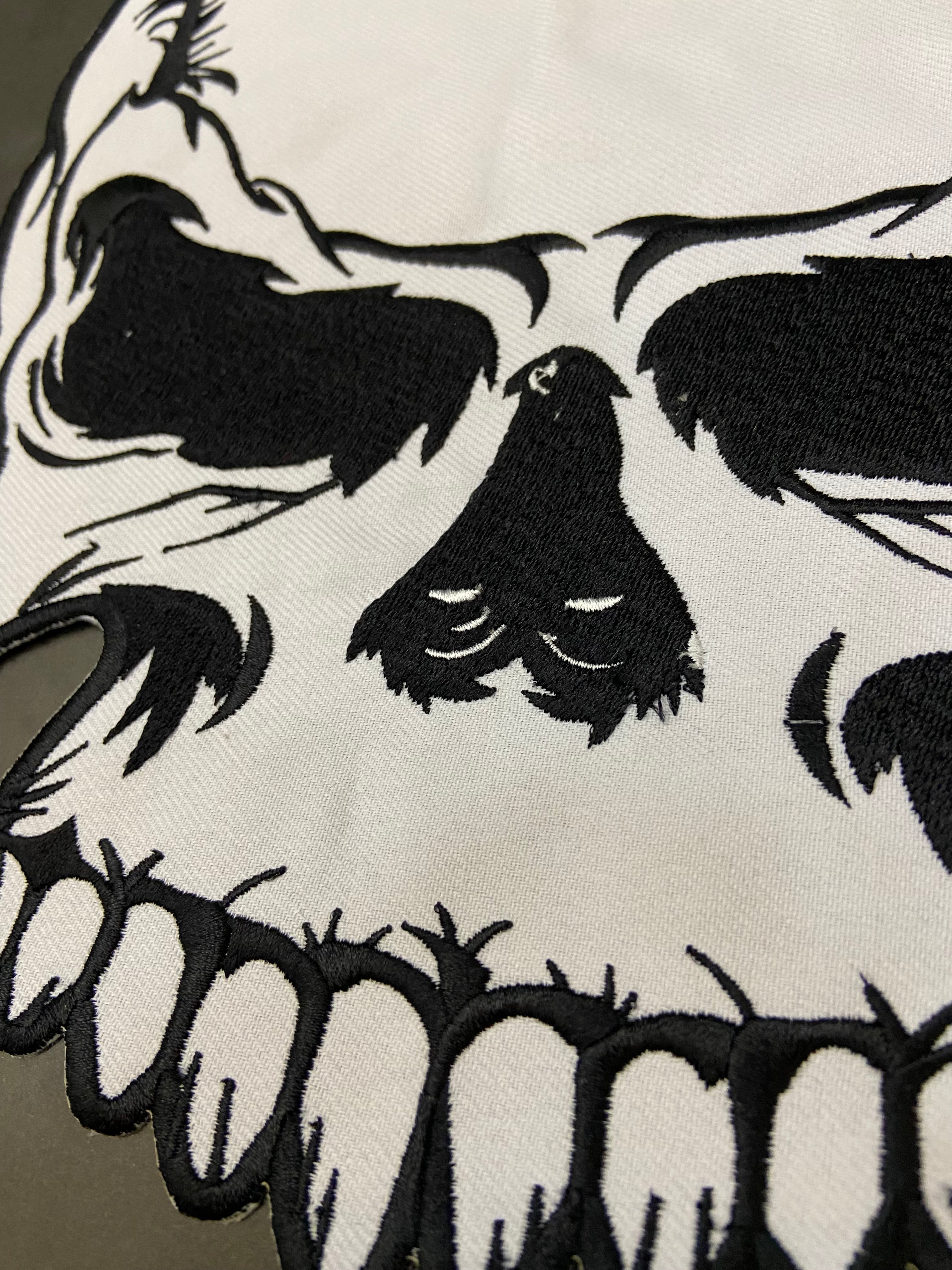 Large Skull Biker Patch: Embroidered Iron-On Vest Applique