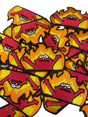 Elmo Flame Meme Embroidered Patch | Hellmo Rise Iron-On Patch | Funny Pop Culture Meme Badge for Jackets & Backpacks