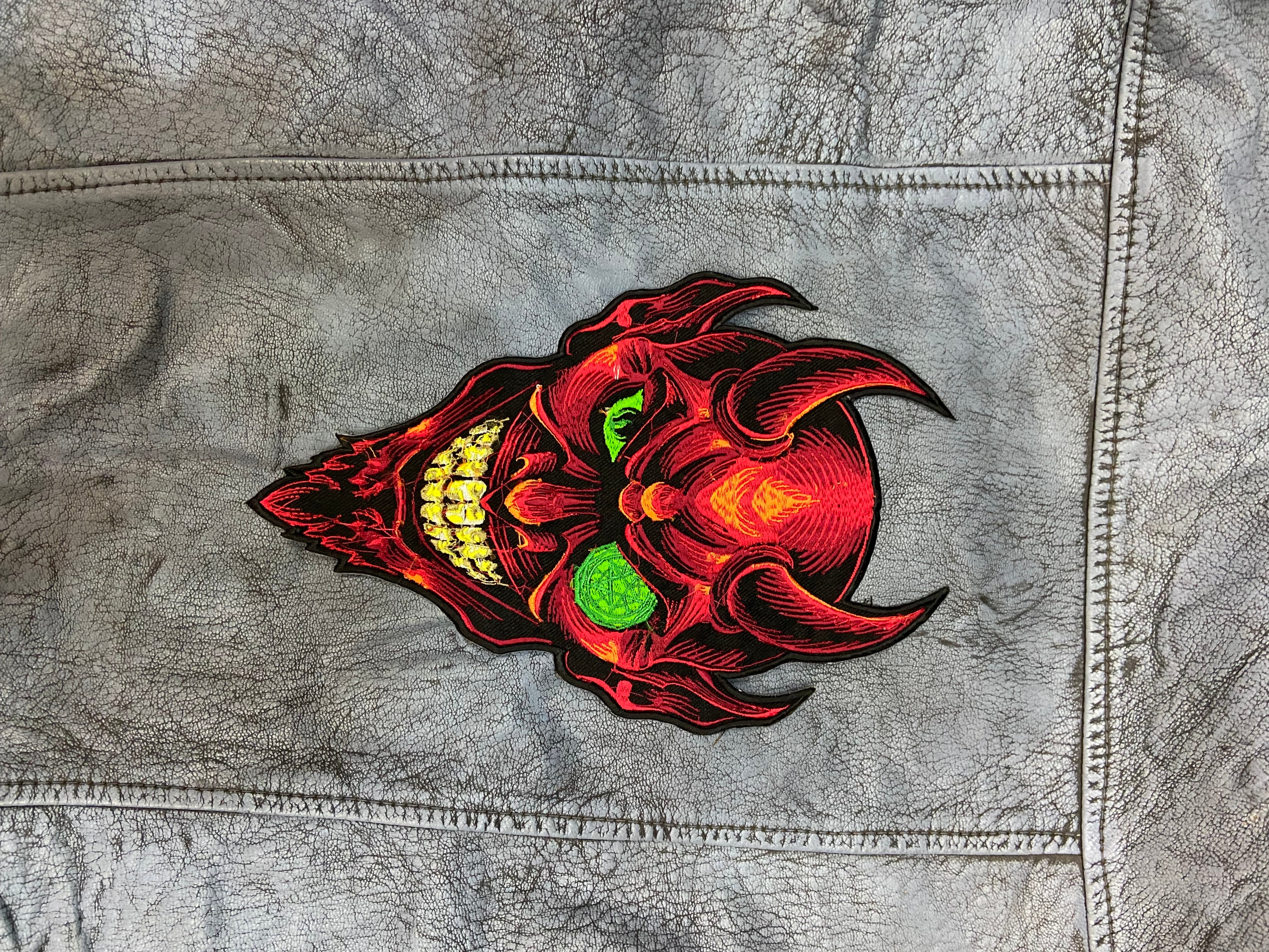 Large Devil Illuminati Face Iron-On Back Patch | Occult & Mystic Applique