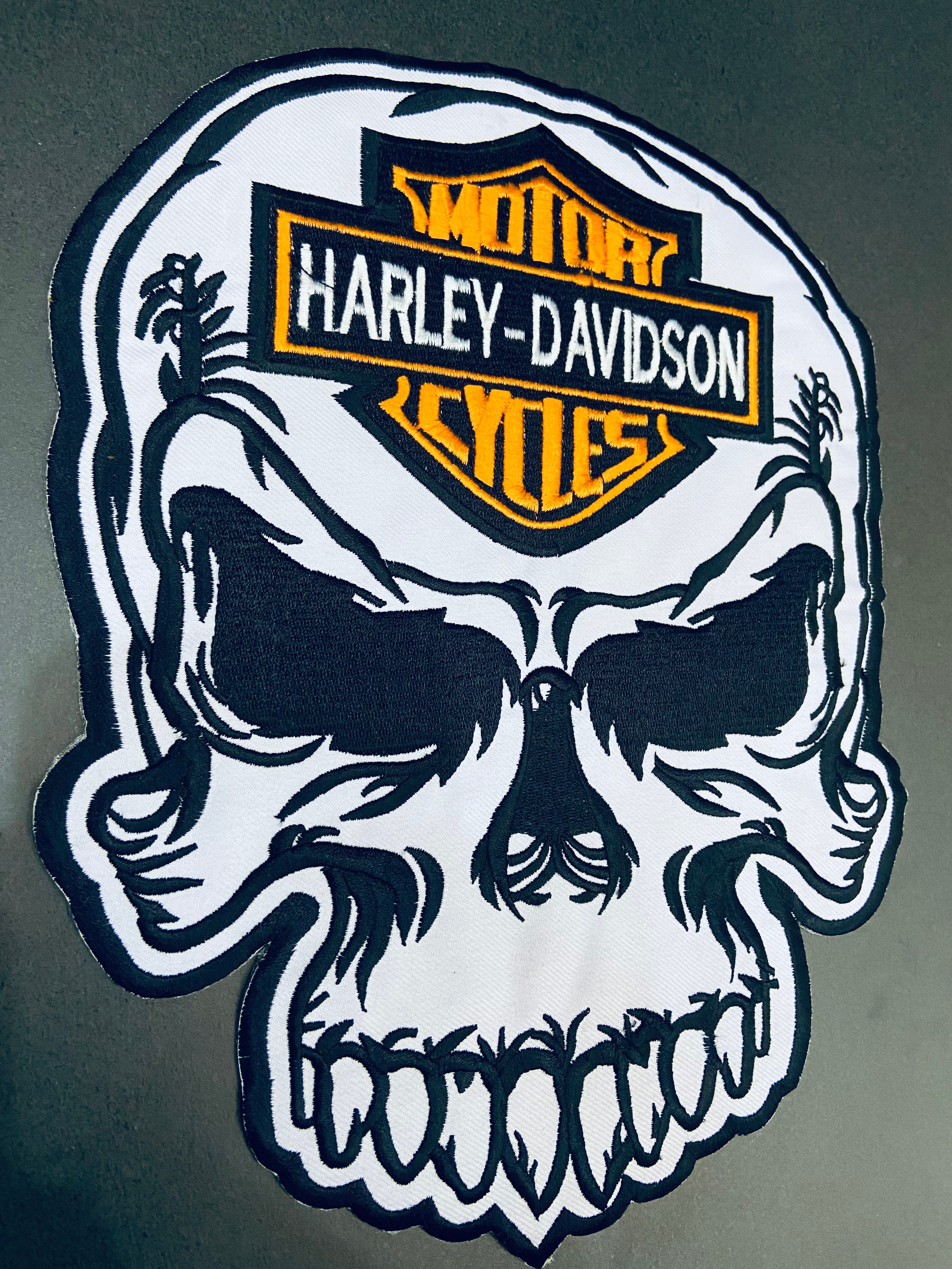 Skull Harley-Davidson High-Density Embroidery | 10-Inch Custom Jacket Back Patch