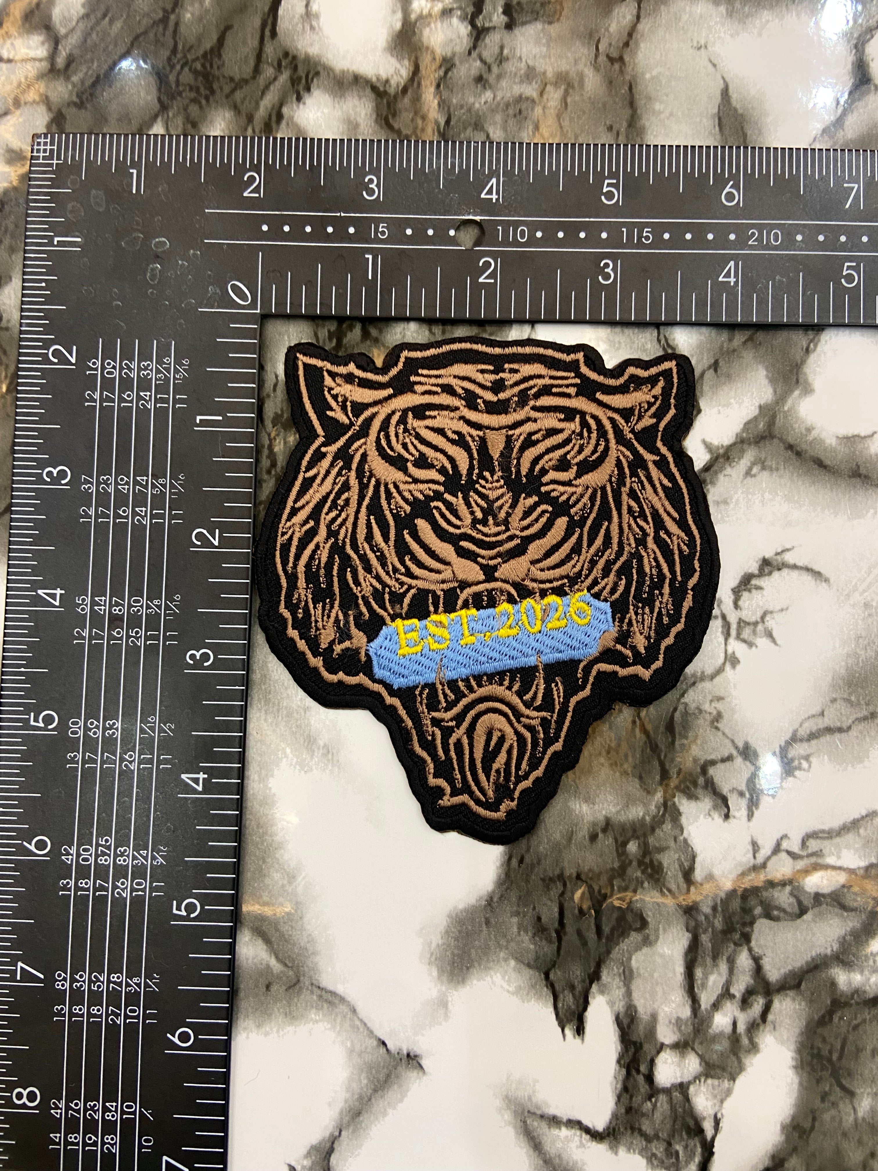 Bengal Tiger Head Embroidered Patch – EST 2026 Spirit Animal Mascot Badge