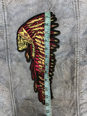 Indiana Headdress Patch: Embrace the spirit of the chief. Detailed embroidered Native American headdress for jackets