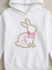 Floral Bunny Outline Embroidery – Spring Blossom Easter Rabbit Digital Machine Design