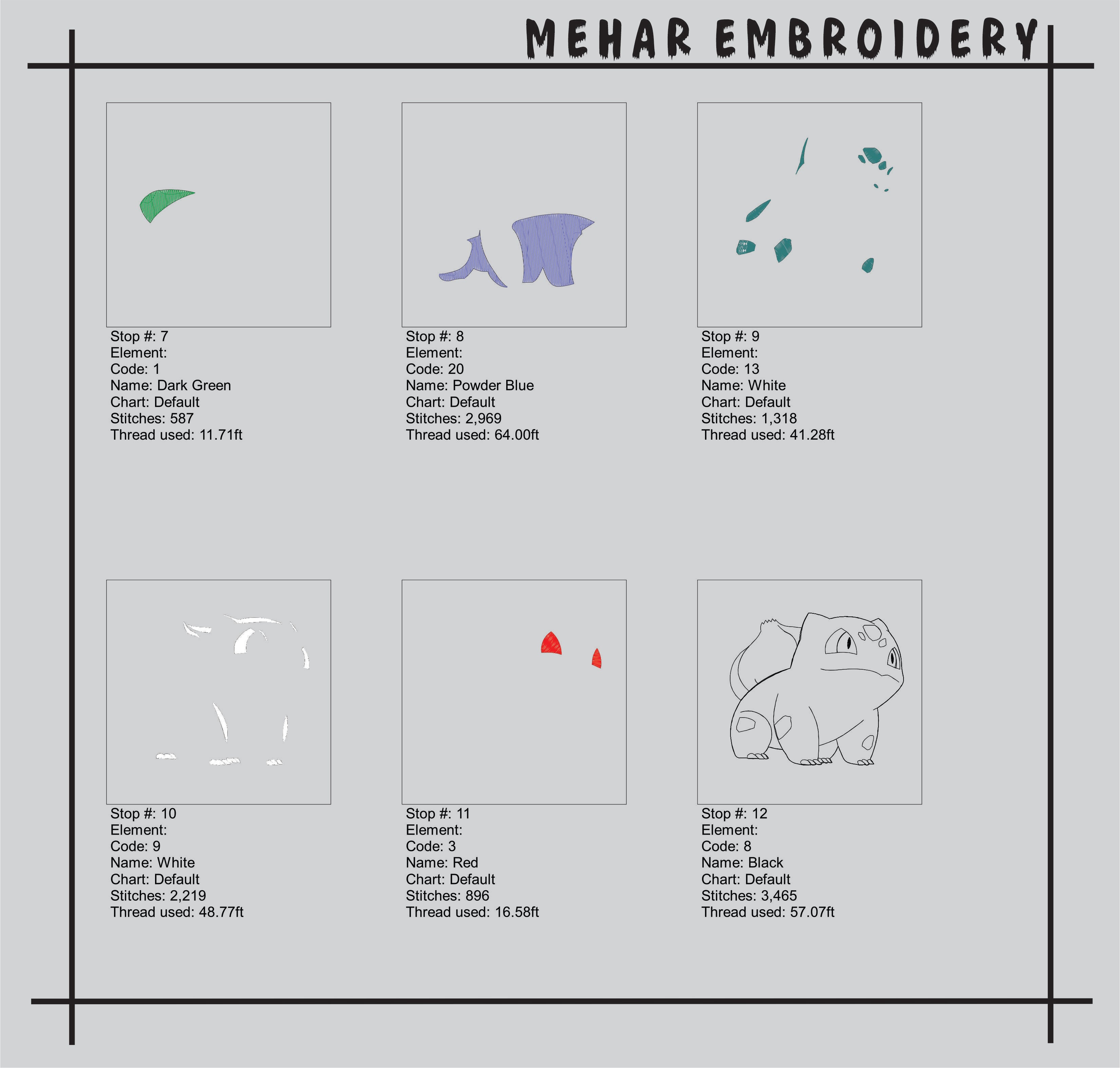 Bulbasaur Embroidery Design – 8 Sizes, Multiple Formats (Digital Download)