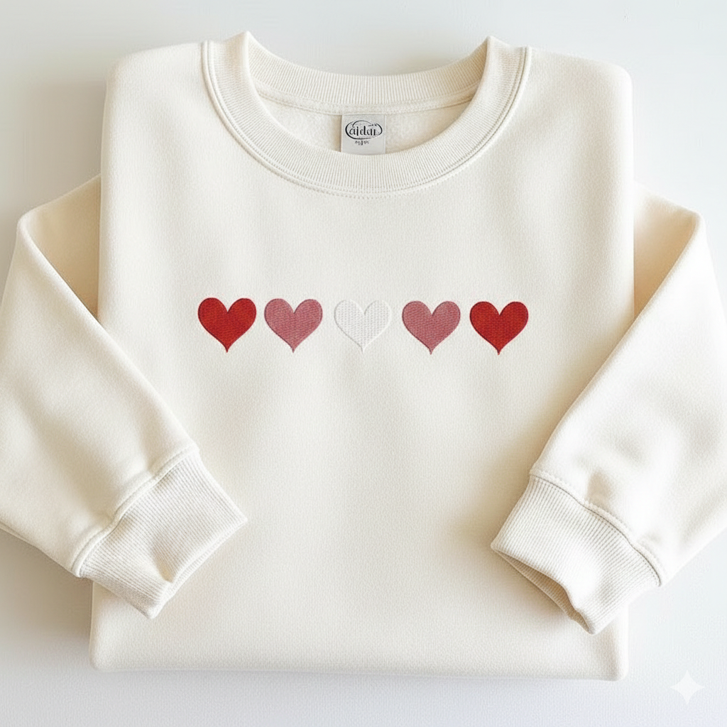 Rainbow Heart Row – Vibrant Valentine’s Day Embroidery Design