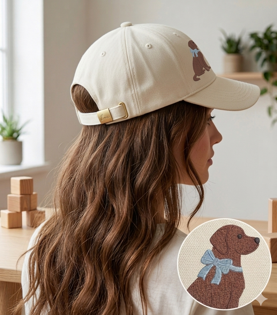 Chocolate Labrador Embroidery Design – Dog with Blue Bow (Digital File)