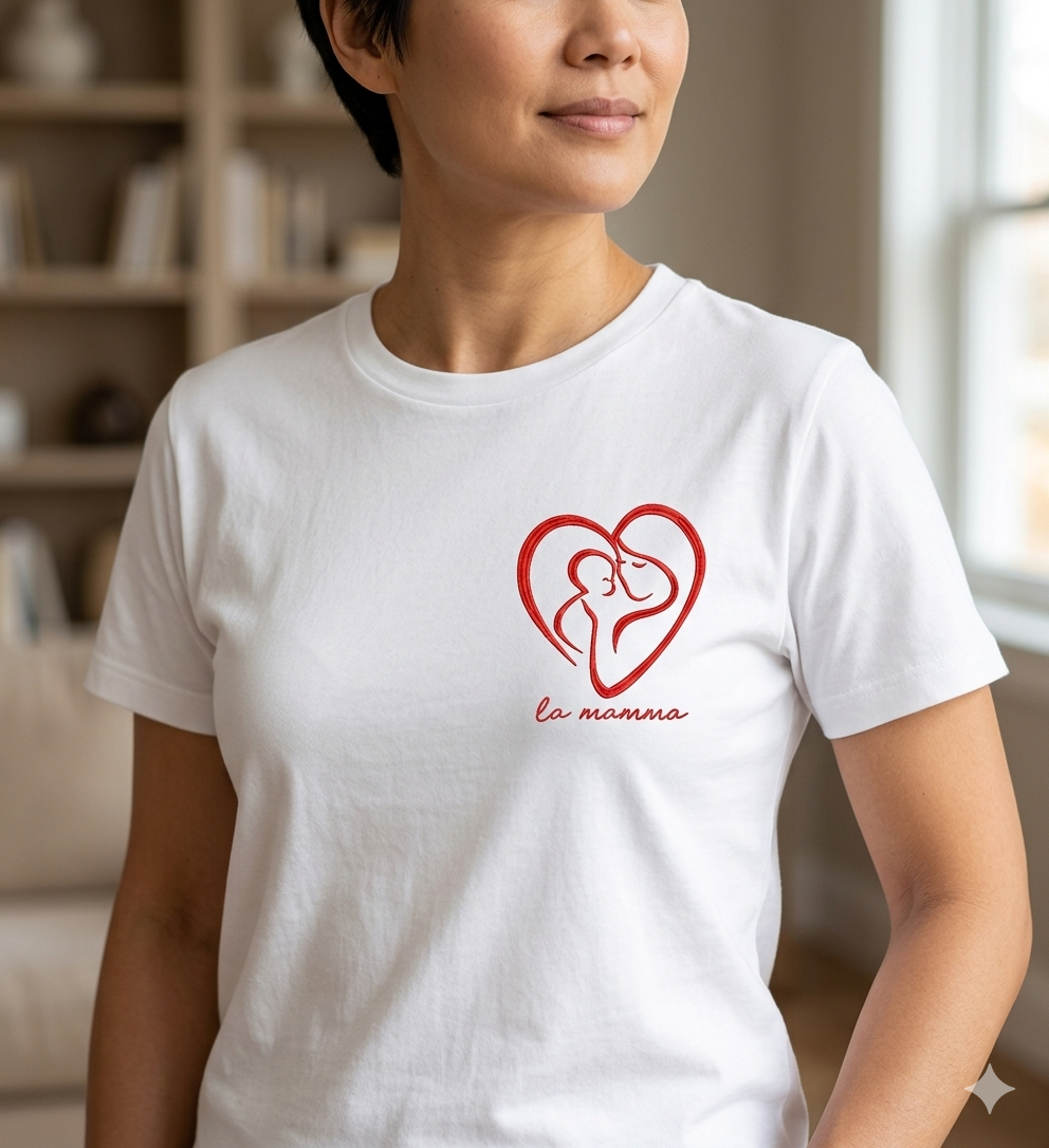 Mother and Baby Line Art Embroidery Design – Minimalist Heart Family (Digital Download)