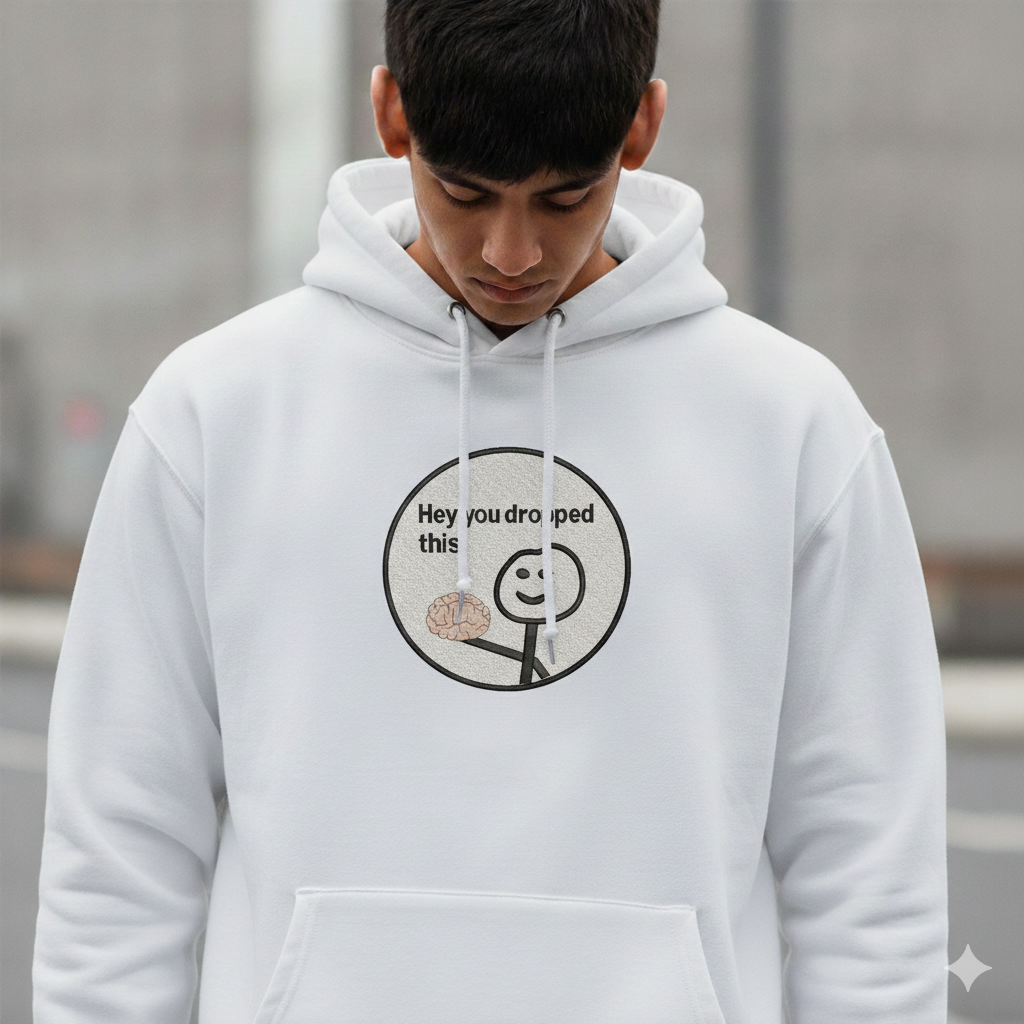 Funny Meme Embroidery Design, "Hey You Dropped This" Brain, 8 Sizes