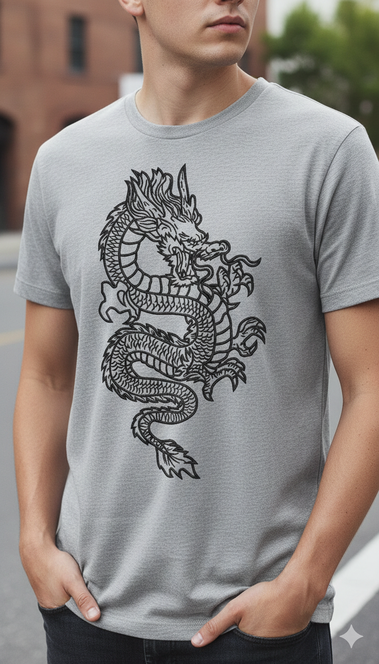 Dragon Embroidery Design, Japanese Dragon File, 8 Sizes 8 Formats