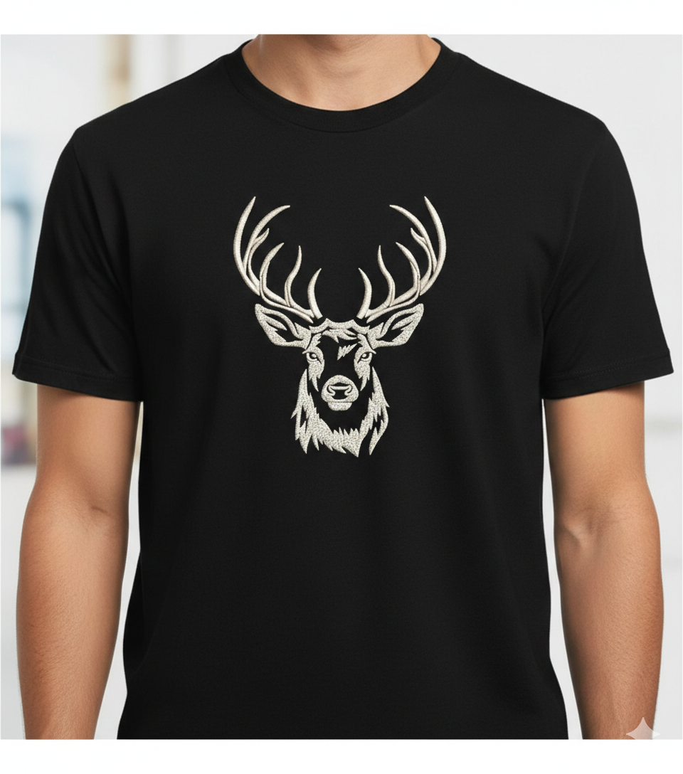 Deer Head Embroidery Design, Buck Antlers Pattern (8 Sizes & Formats), Instant Download