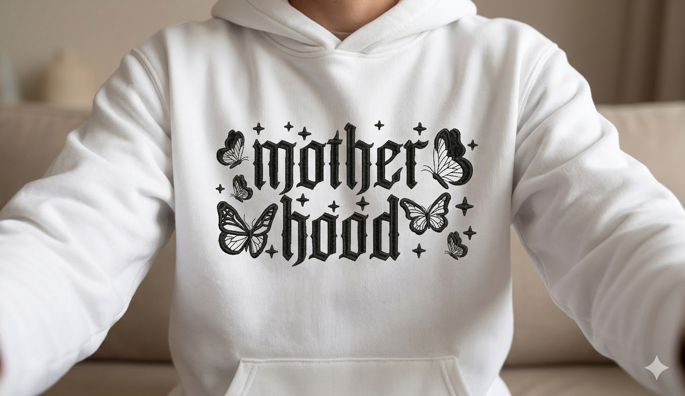 Motherhood Embroidery Design | Gothic Butterflies, Stars Machine File (Digital Download)