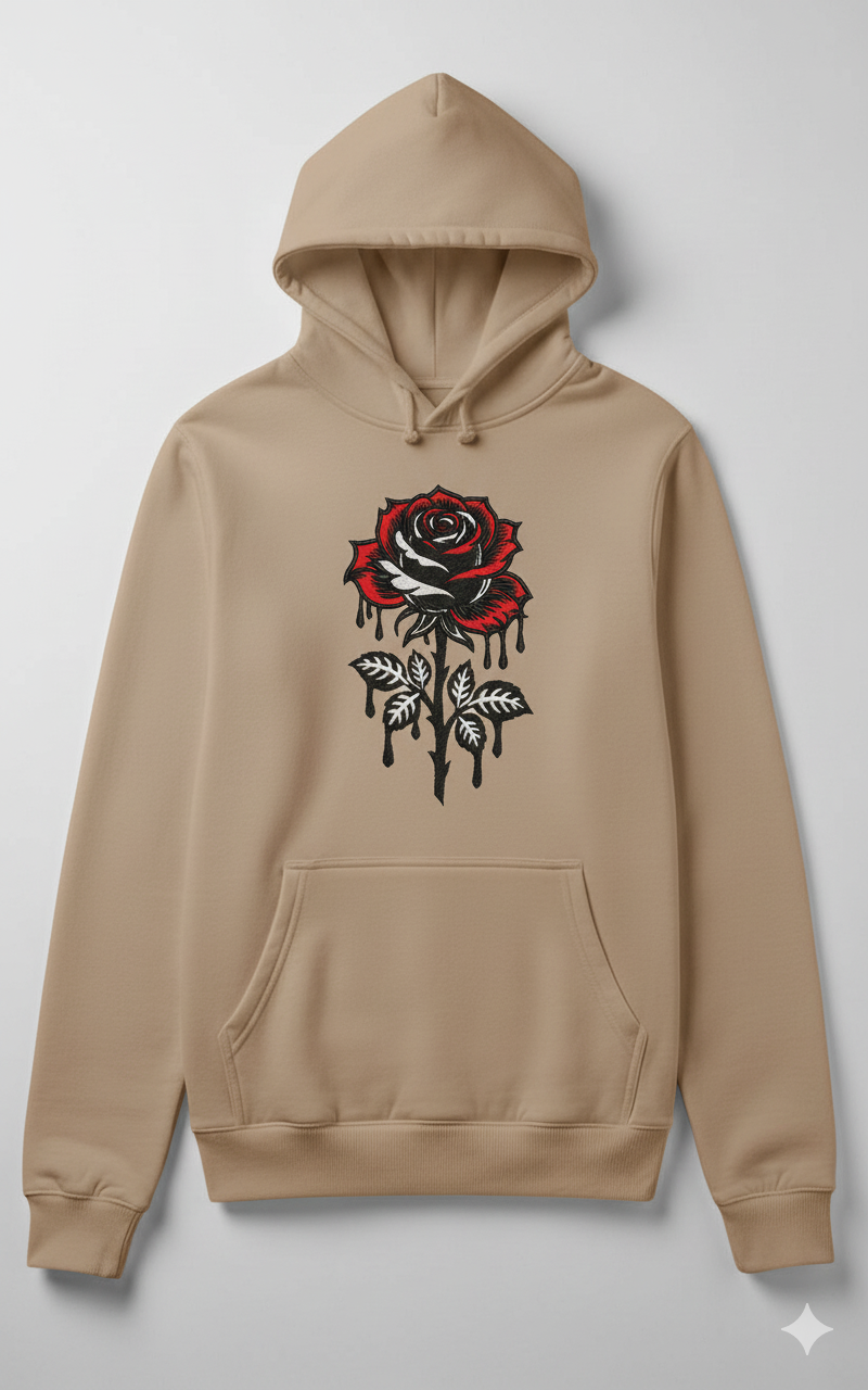 Gothic Dripping Rose Machine Embroidery Design: Floral Digital File (Instant Download)